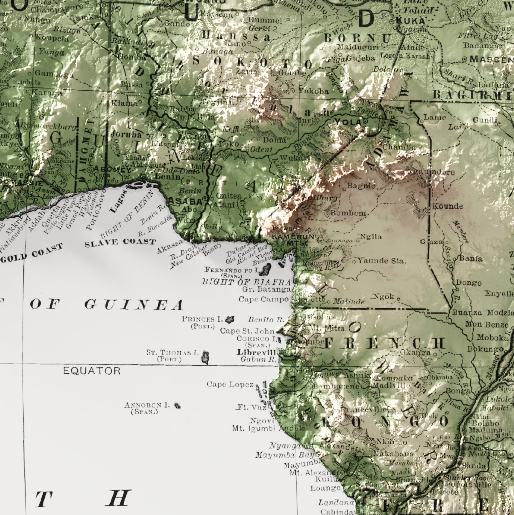 Africa Vintage Map Print – 1895 Relief Edition