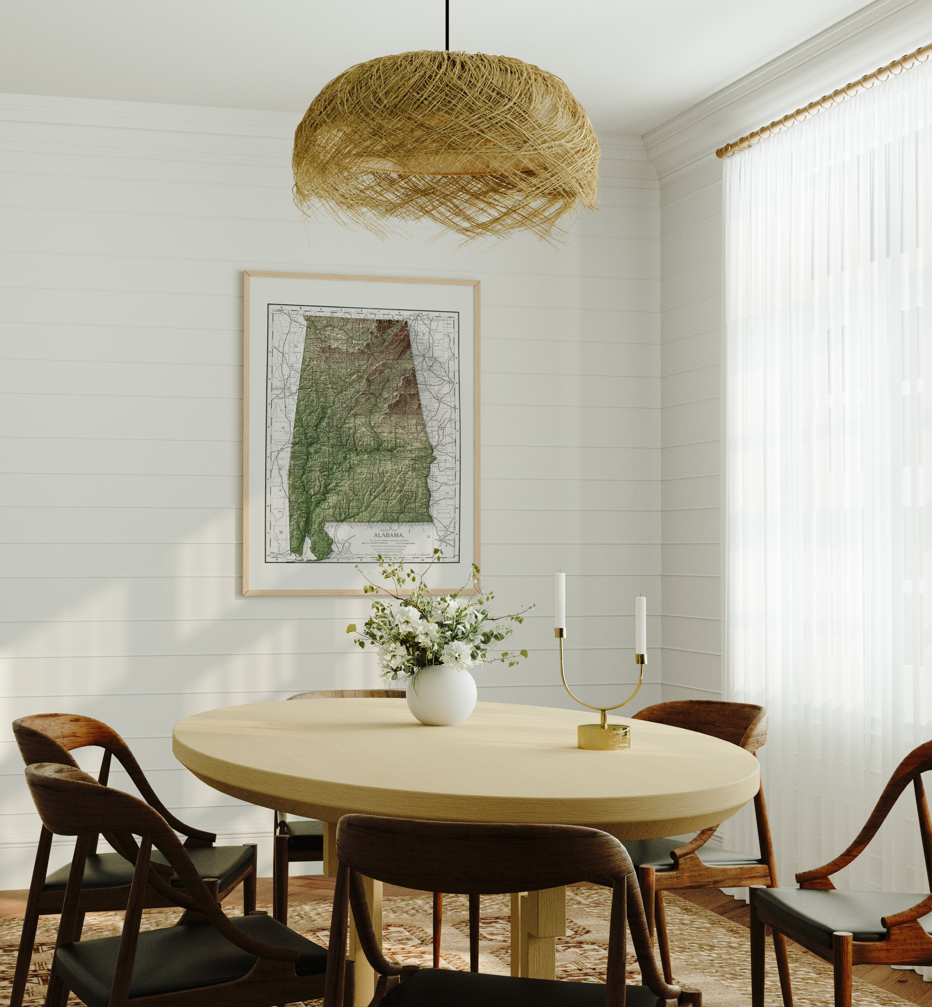 Alabama Vintage Map Print – 1891 Relief Edition