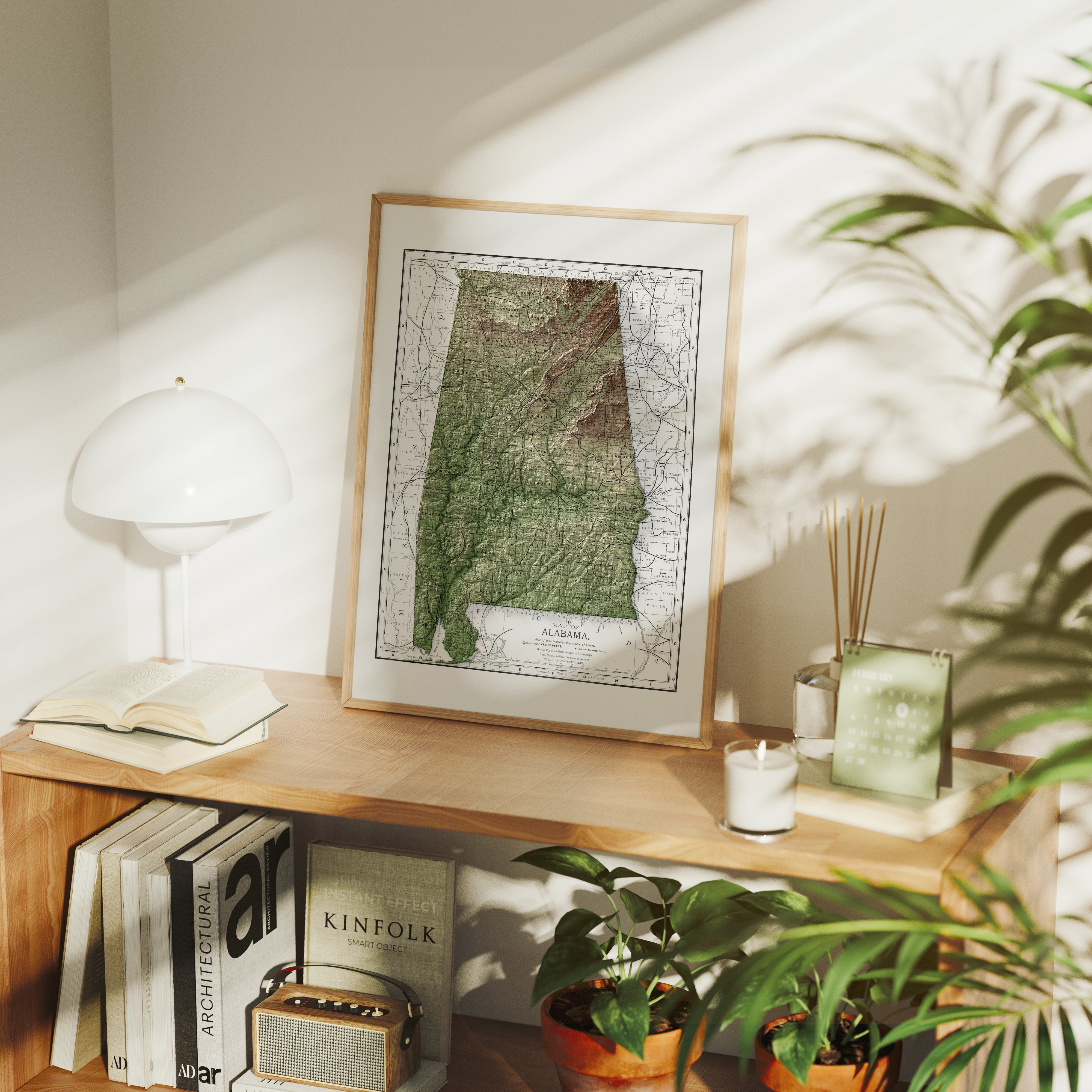 Alabama Vintage Map Print – 1891 Relief Edition