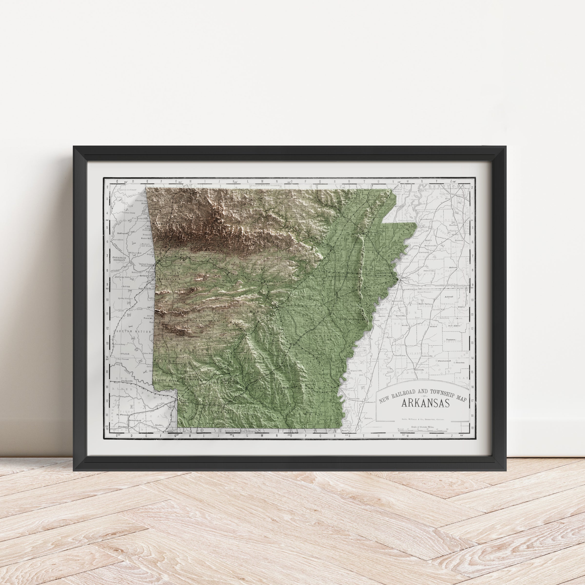 Arkansas Map Print – 1889 Vintage Edition