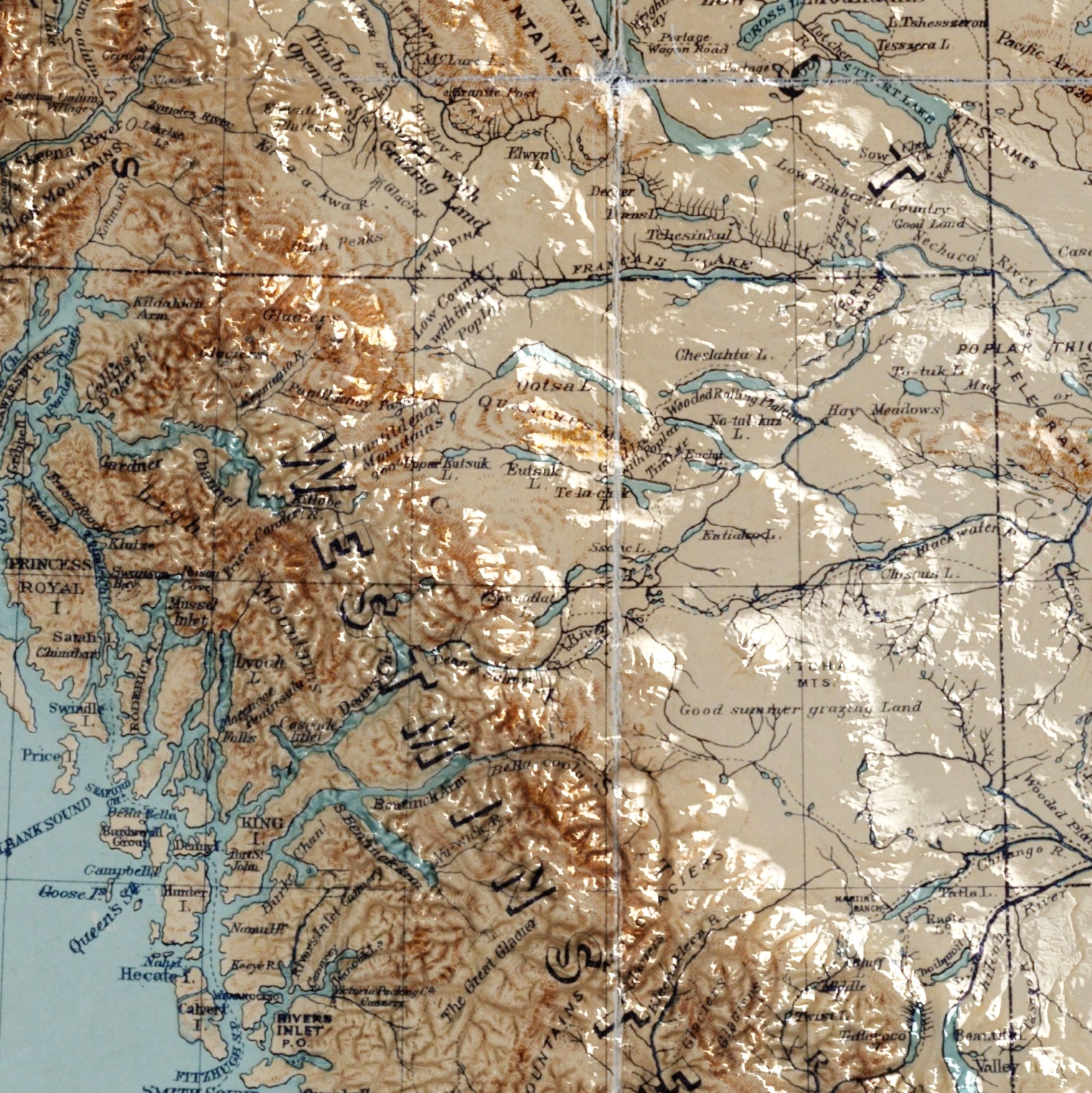 British Columbia Vintage Map Print – 1897 Relief Edition