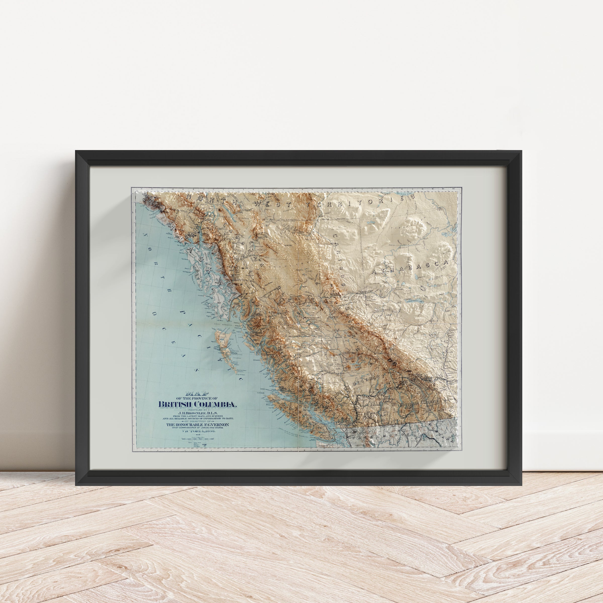 British Columbia Vintage Map Print – 1897 Relief Edition