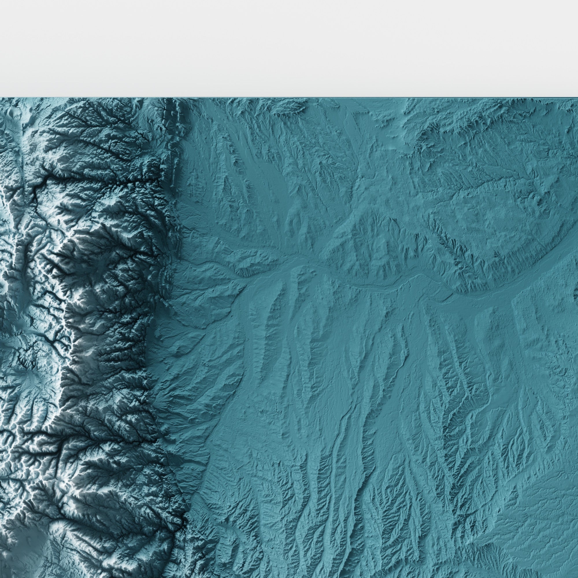 Close-up of minimalist topographic map poster of the US State of Colorado