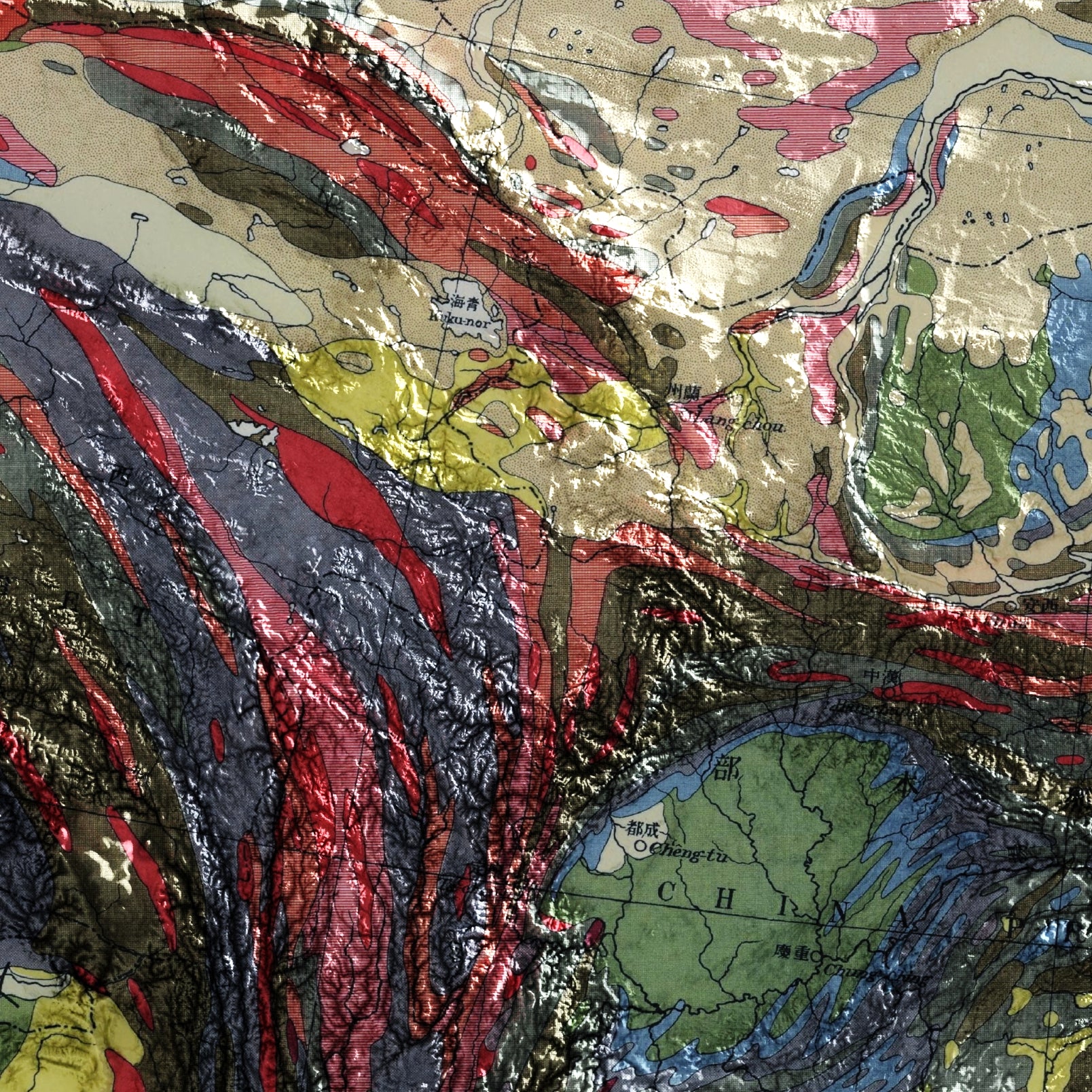 Eastern Asia Geological Map Print – 1932 Vintage Edition