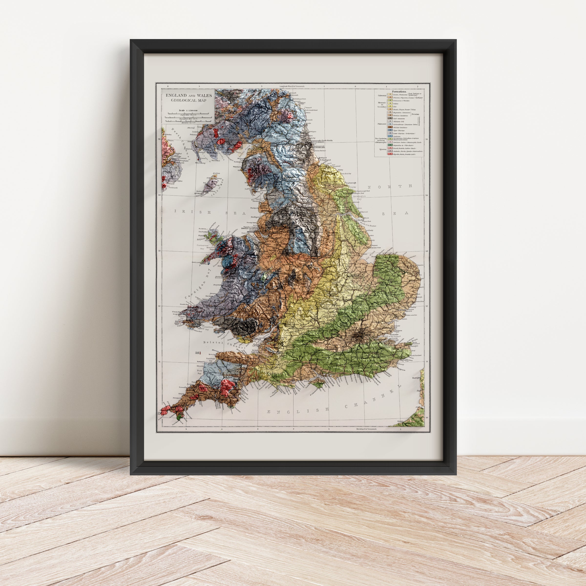 England & Wales Geological Map Print – 1900 Vintage Edition