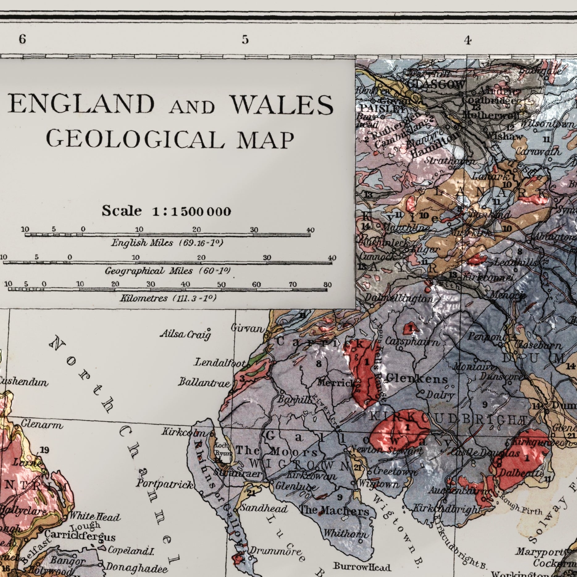 England & Wales Geological Map Print – 1900 Vintage Edition