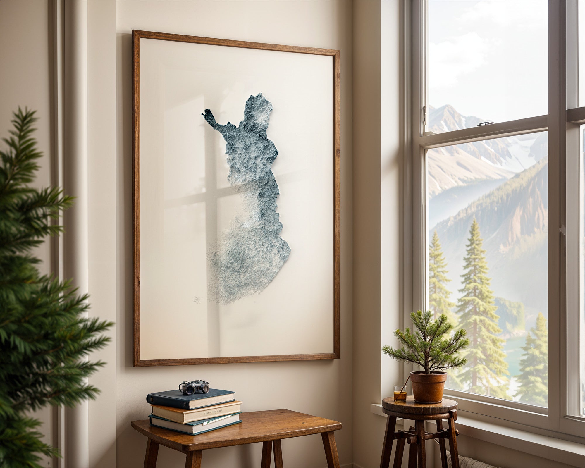Finland Map Print – Minimalist Elevation Design (White Style)