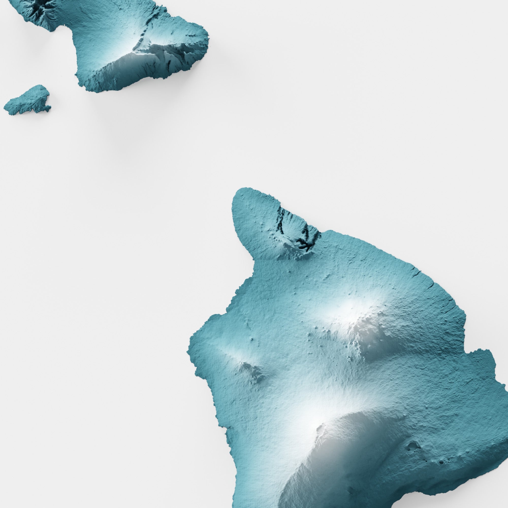 Close-up of minimalist topographic map poster of the US State of Hawaii