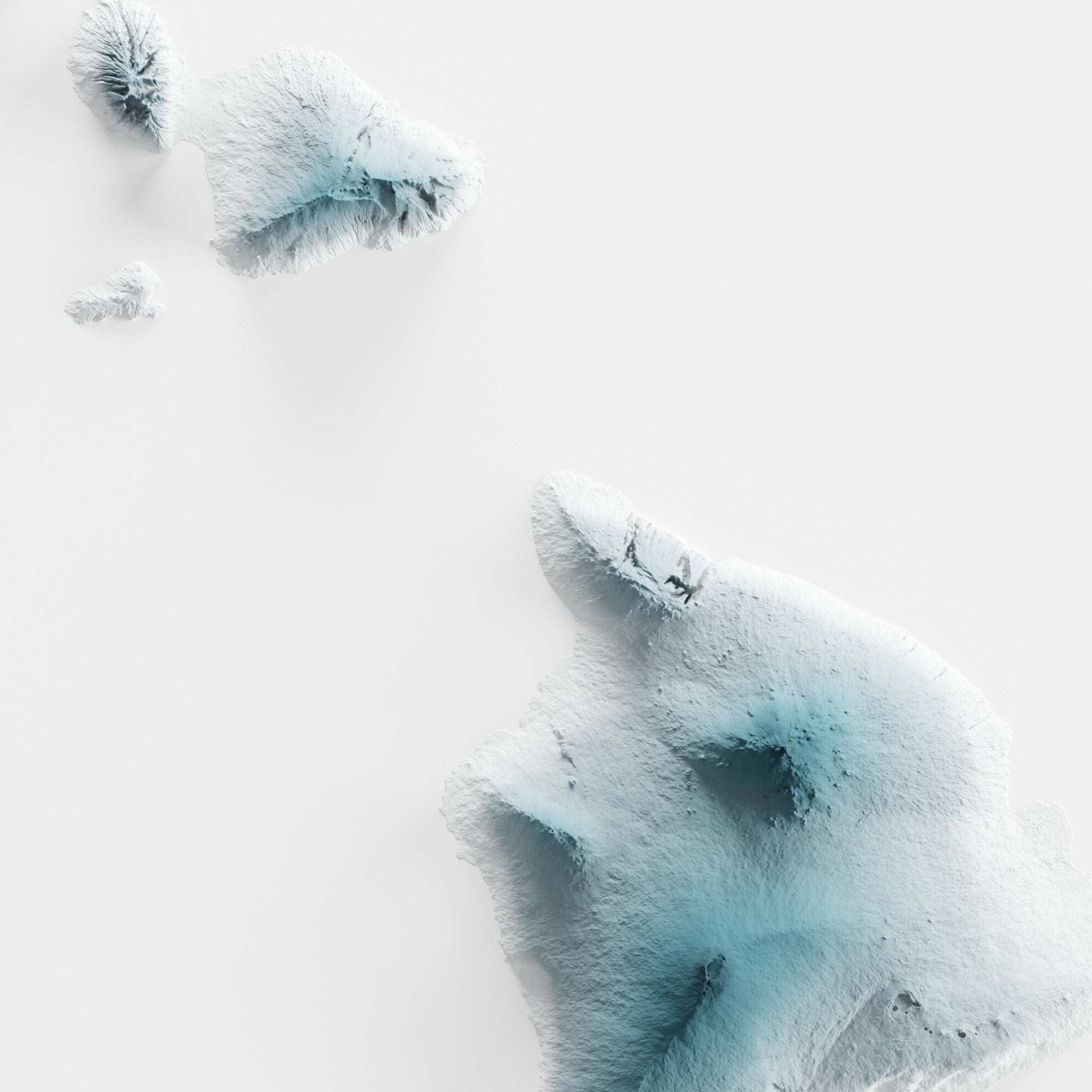 Close-up of minimalist topographic map poster of the US State of Hawaii