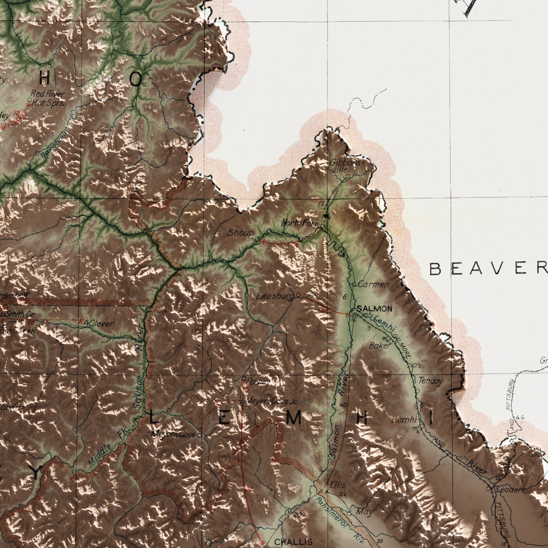 Idaho Vintage Map Print – 1938 Relief Edition