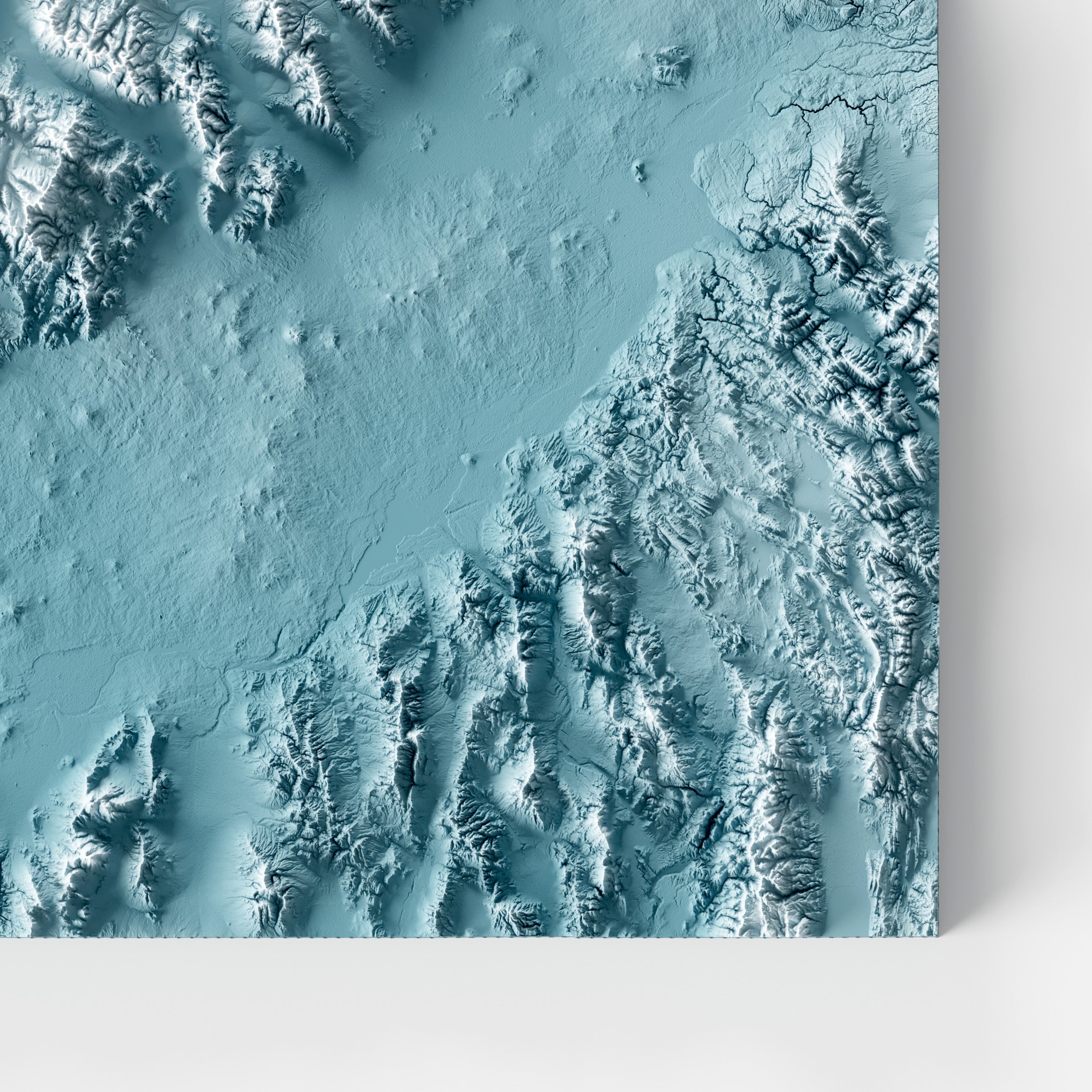 Close-up of minimalist topographic map poster of the US State of Idaho