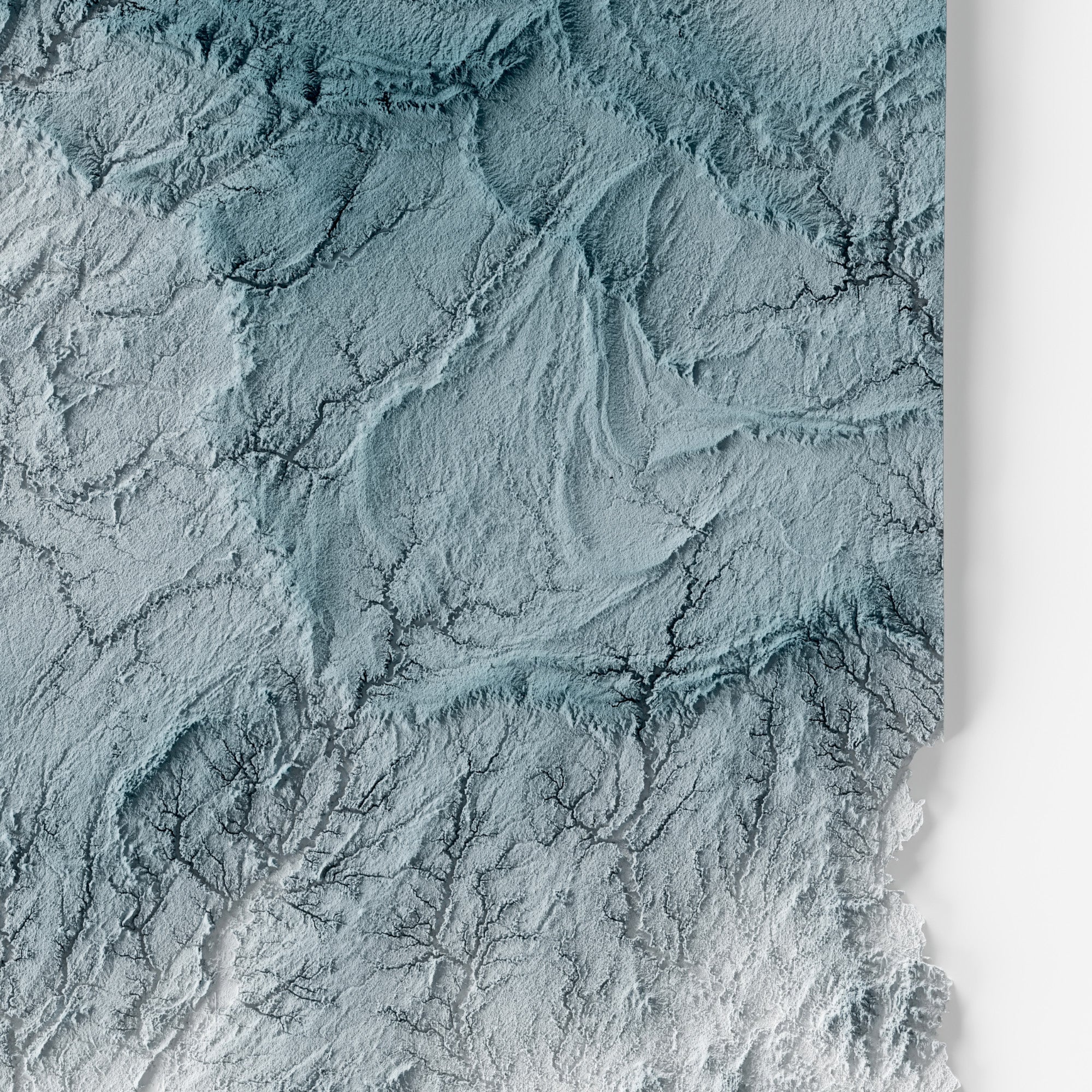 Close-up of minimalist topographic map poster of the US State of Illinois