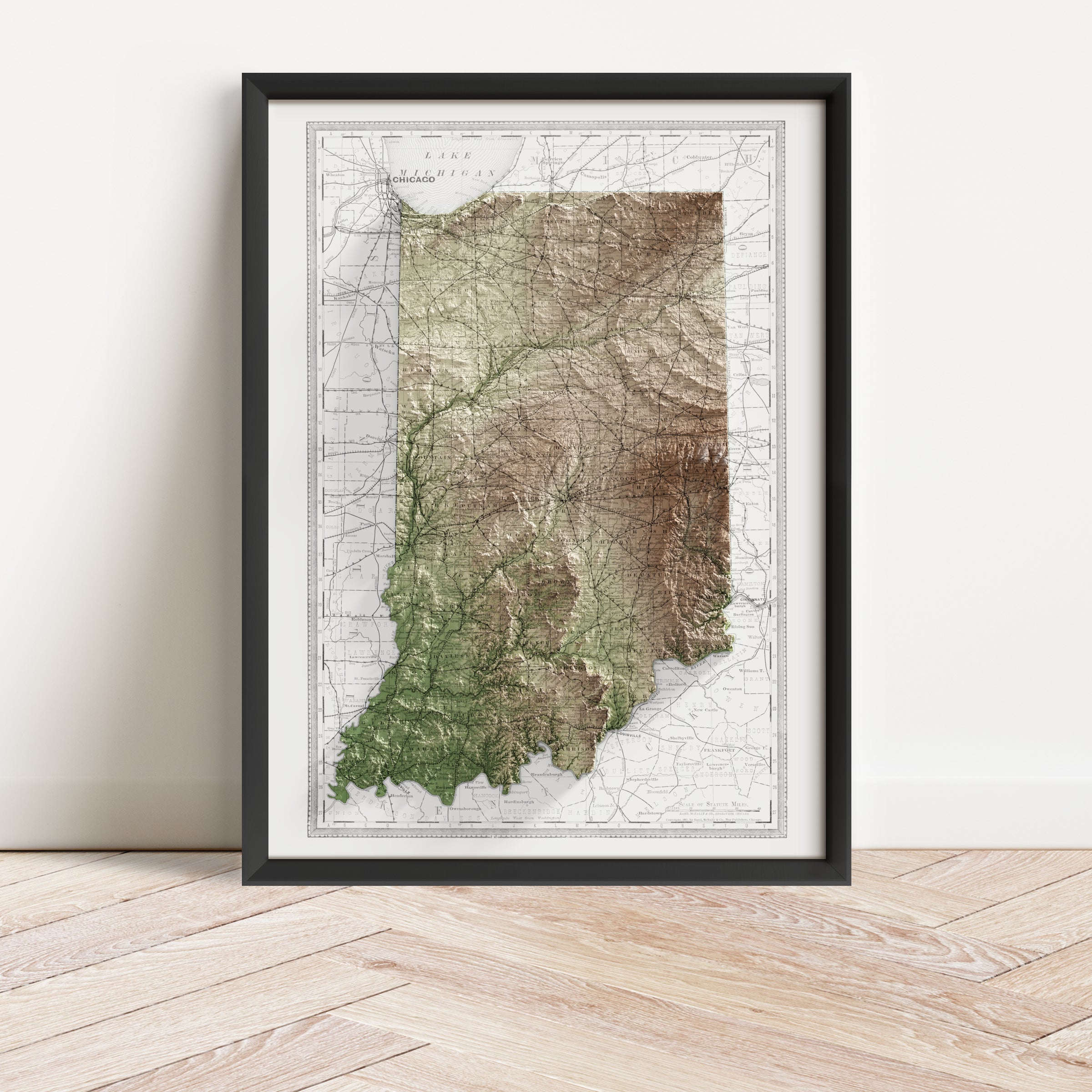 Indiana Map Print – 1889 Vintage Edition