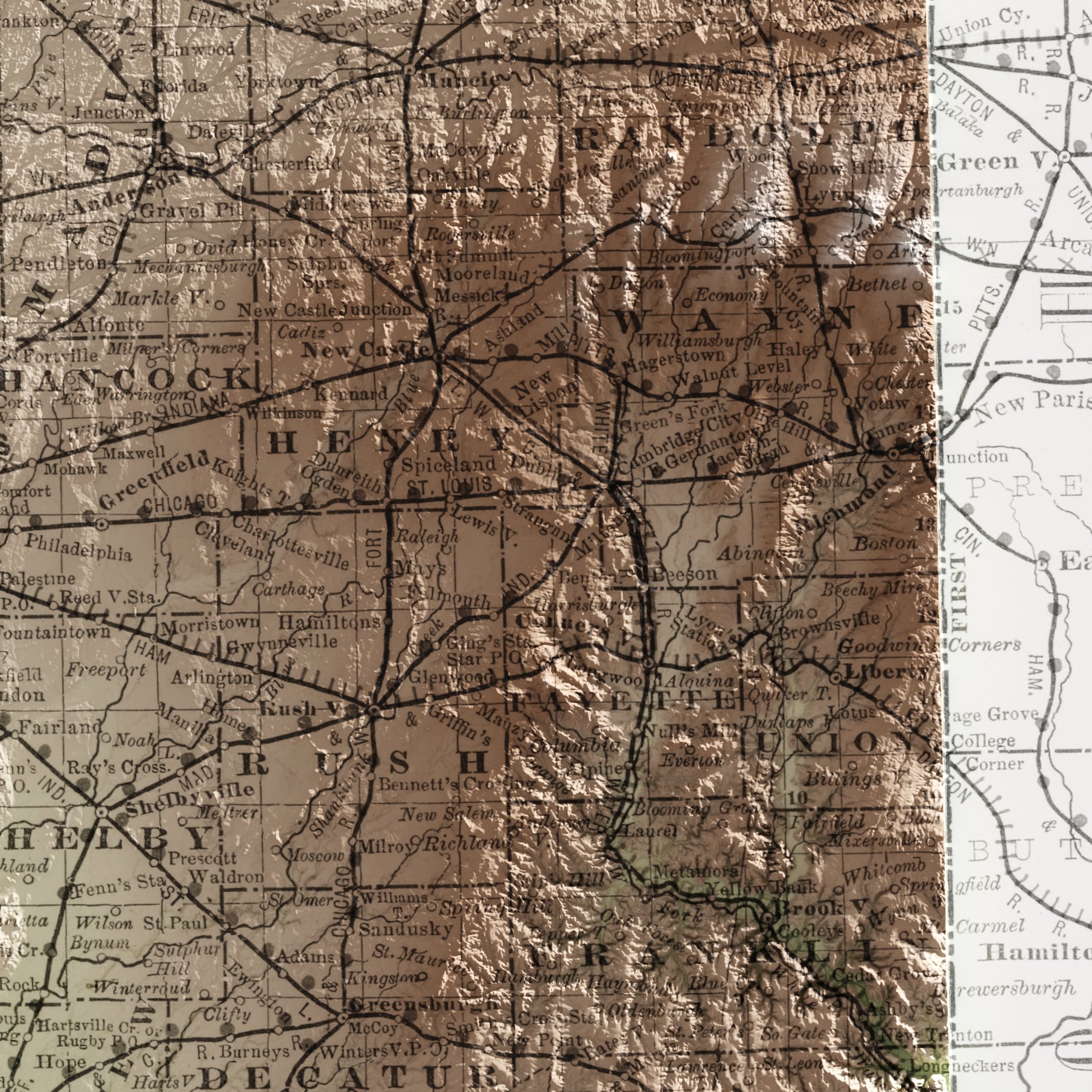 Indiana Map Print – 1889 Vintage Edition