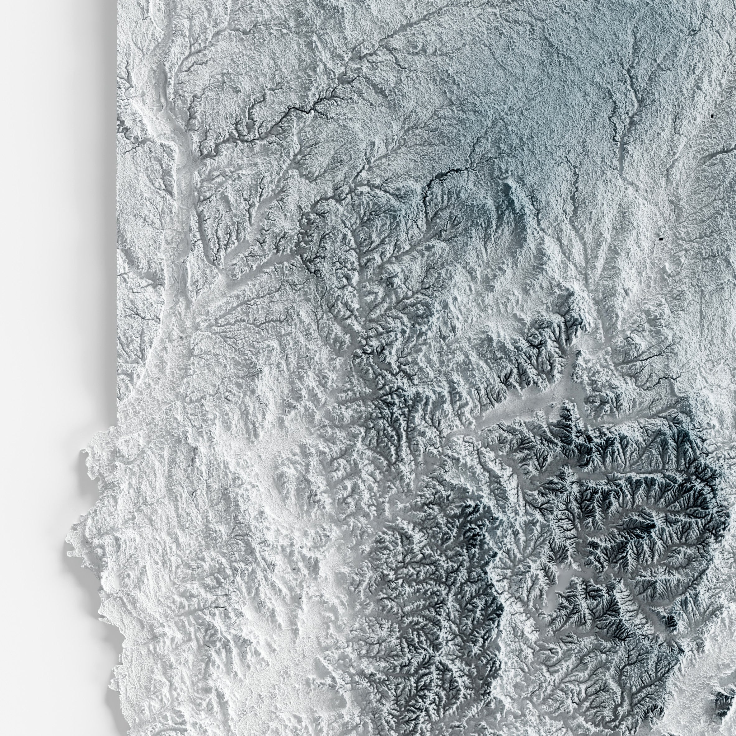 Close-up of minimalist topographic map poster of the US State of Indiana