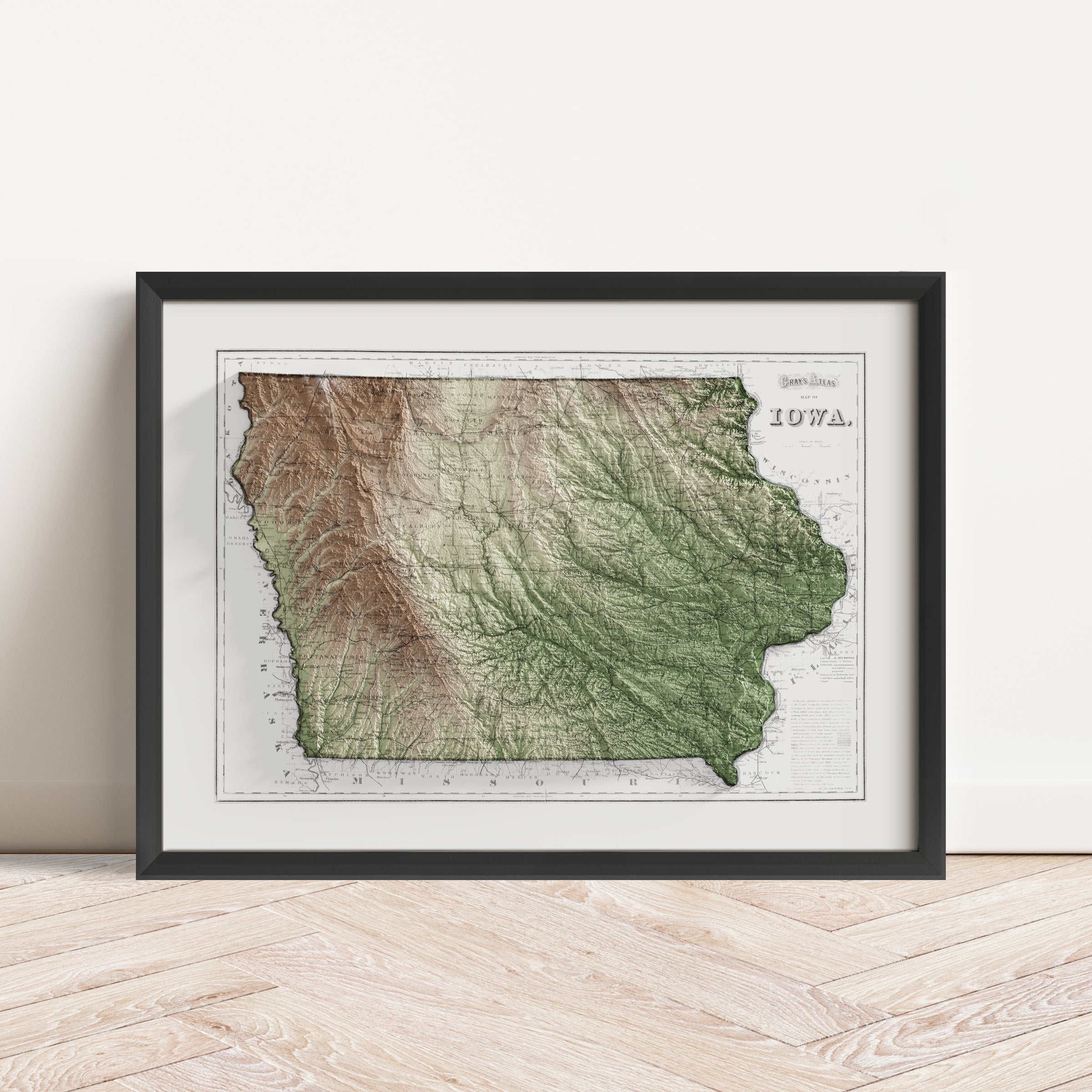 Iowa Map Print – 1874 Vintage Edition