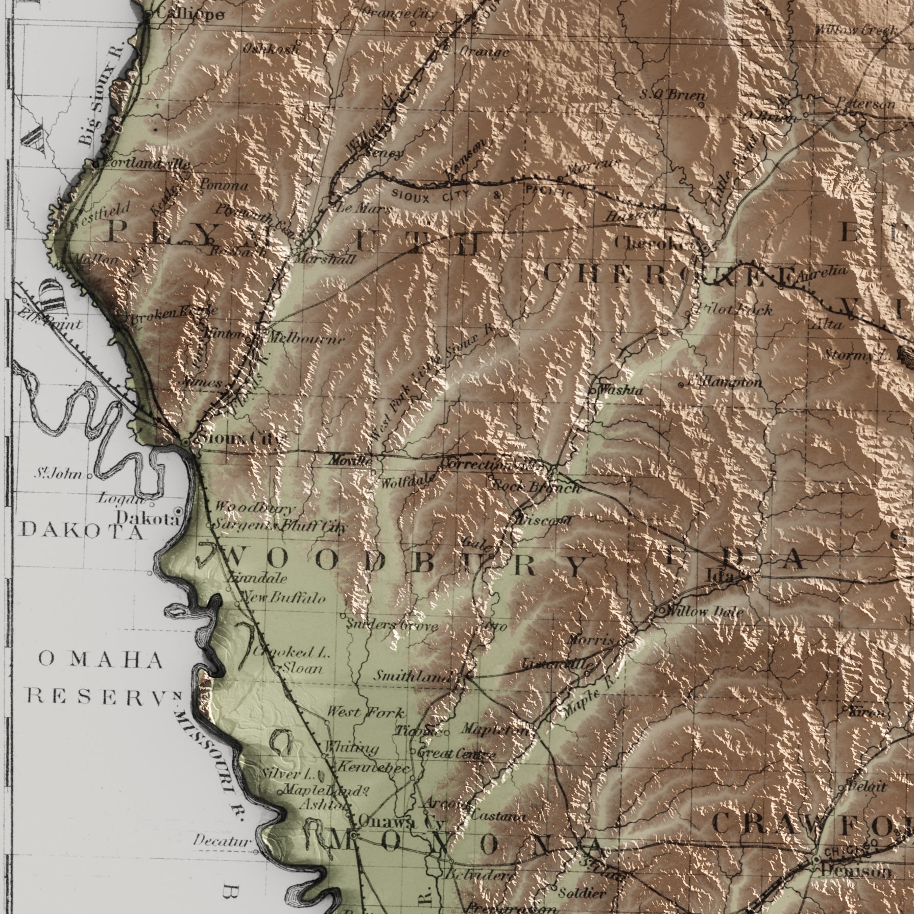 Iowa Map Print – 1874 Vintage Edition