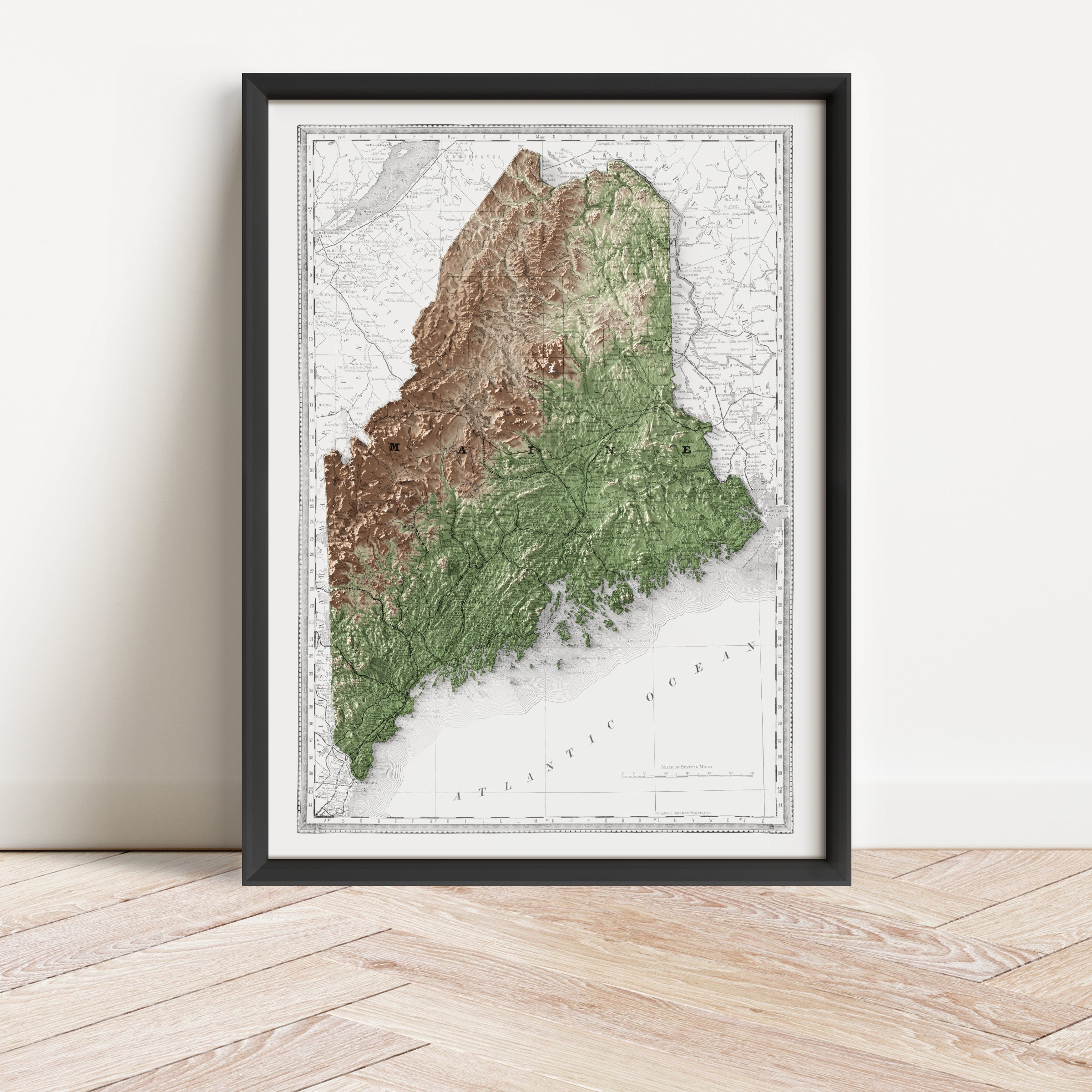 Maine Map Print – 1889 Vintage Edition