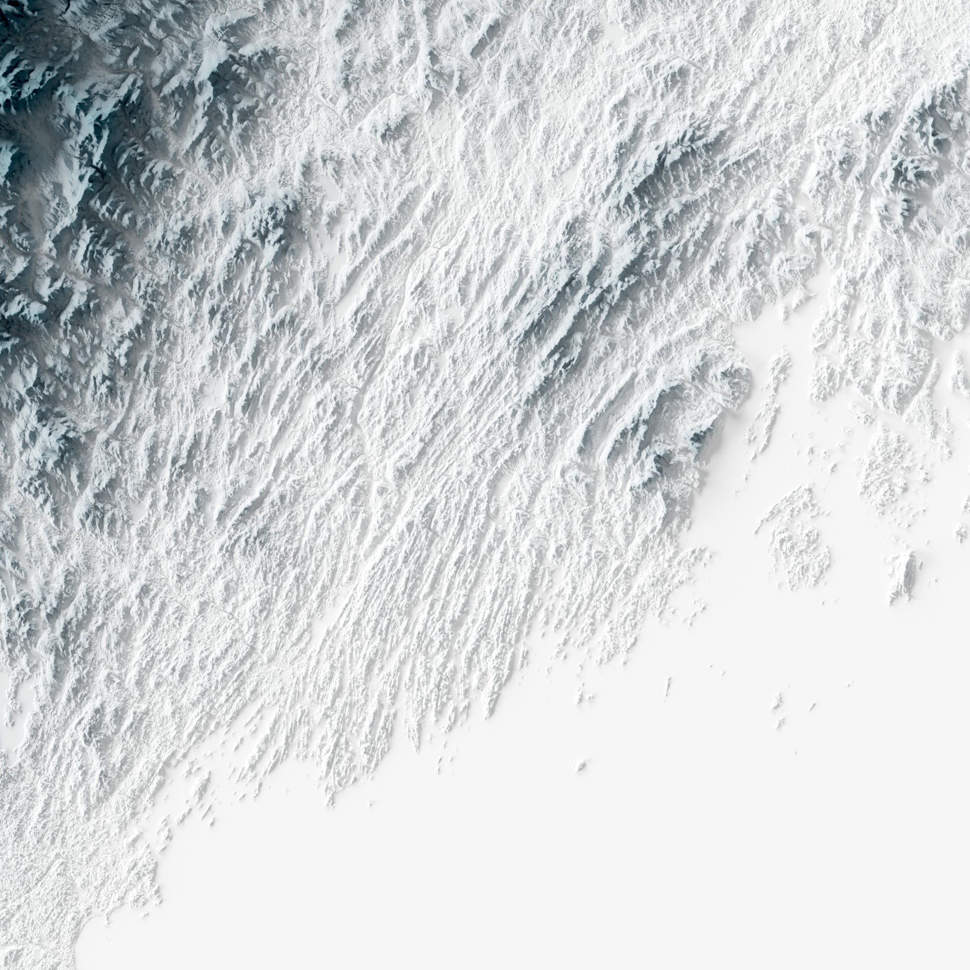 Close-up of minimalist topographic map poster of the US State of Maine