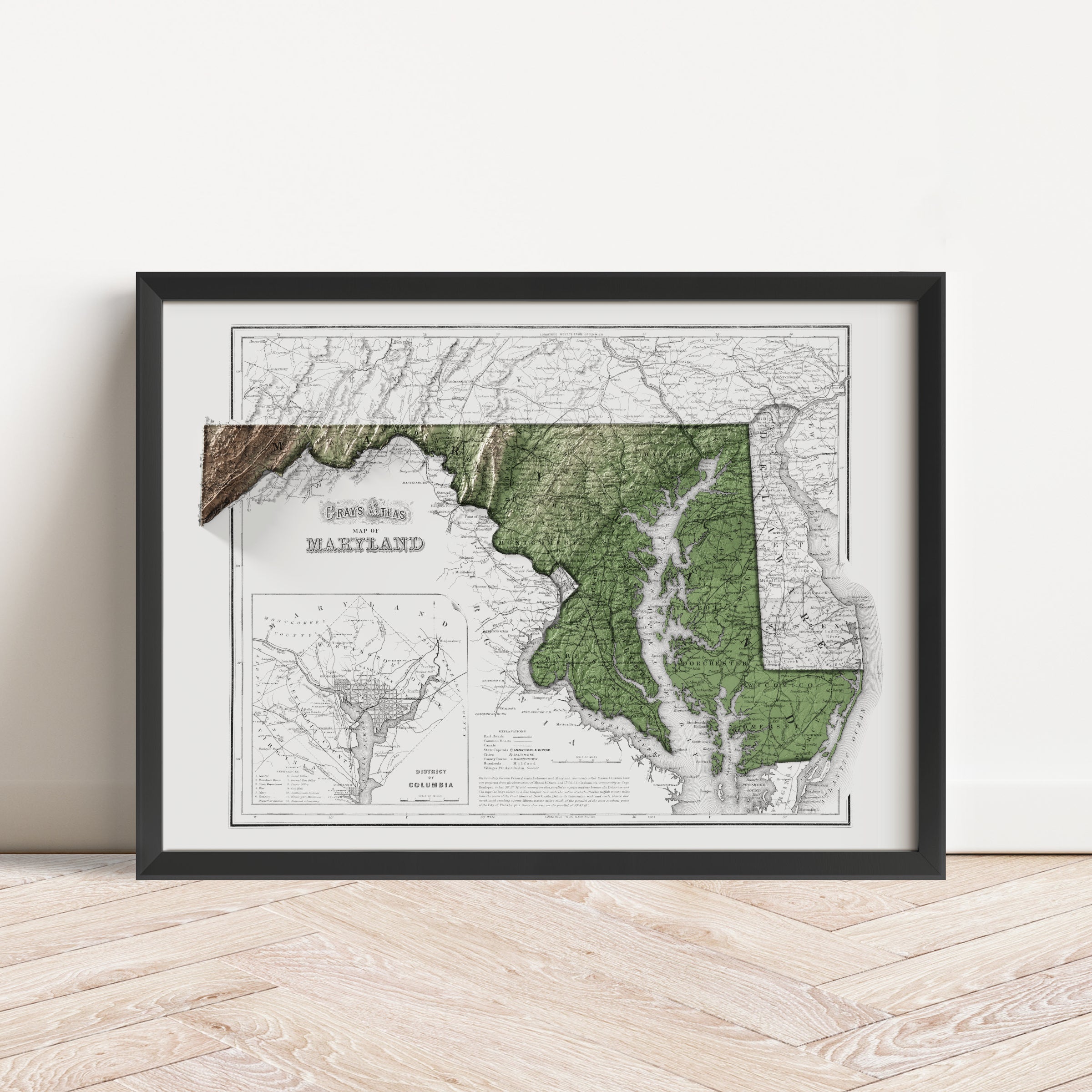 Maryland Map Print – 1873 Vintage Edition