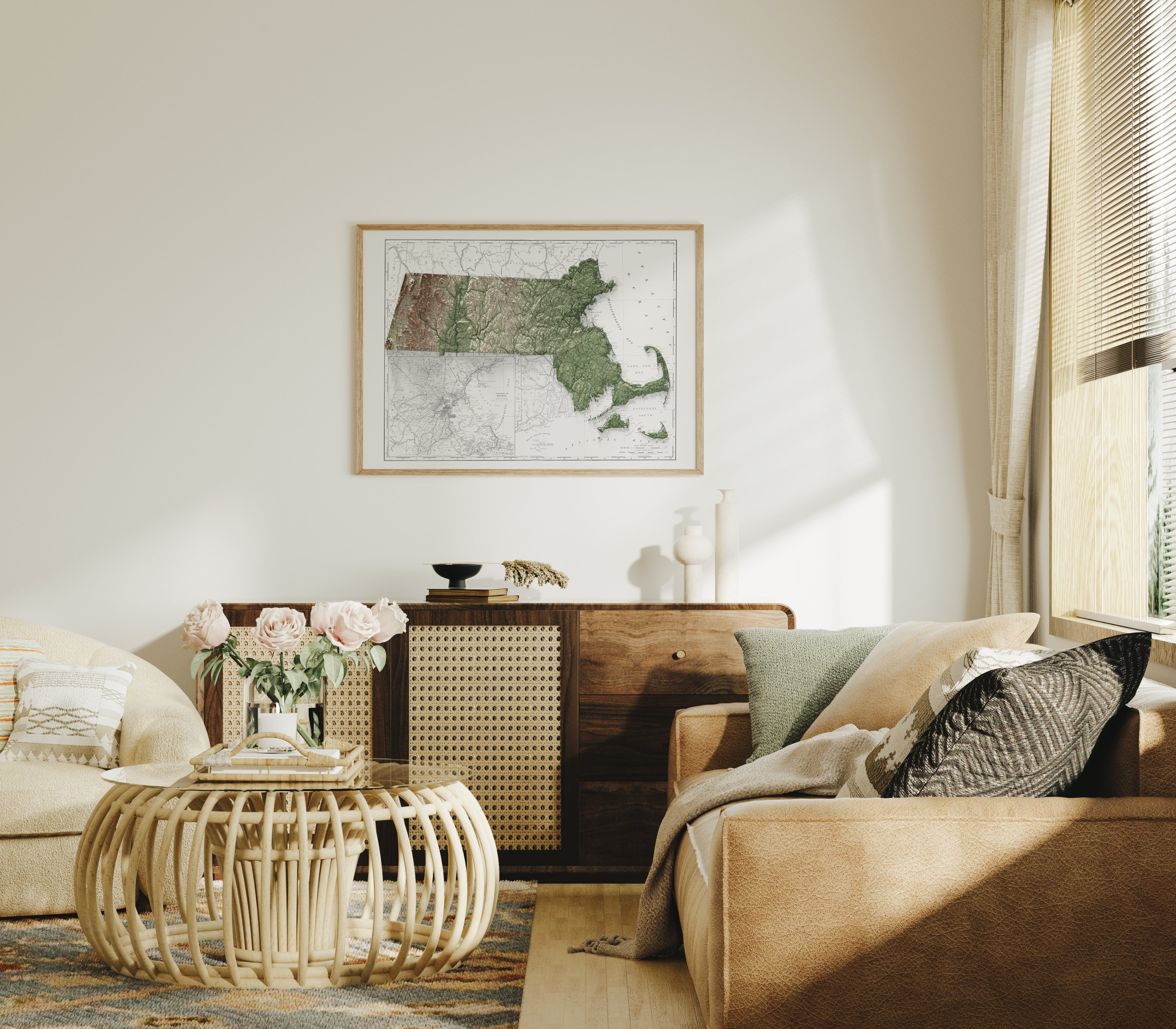 Massachusetts Vintage Map Print – 1890 Relief Edition