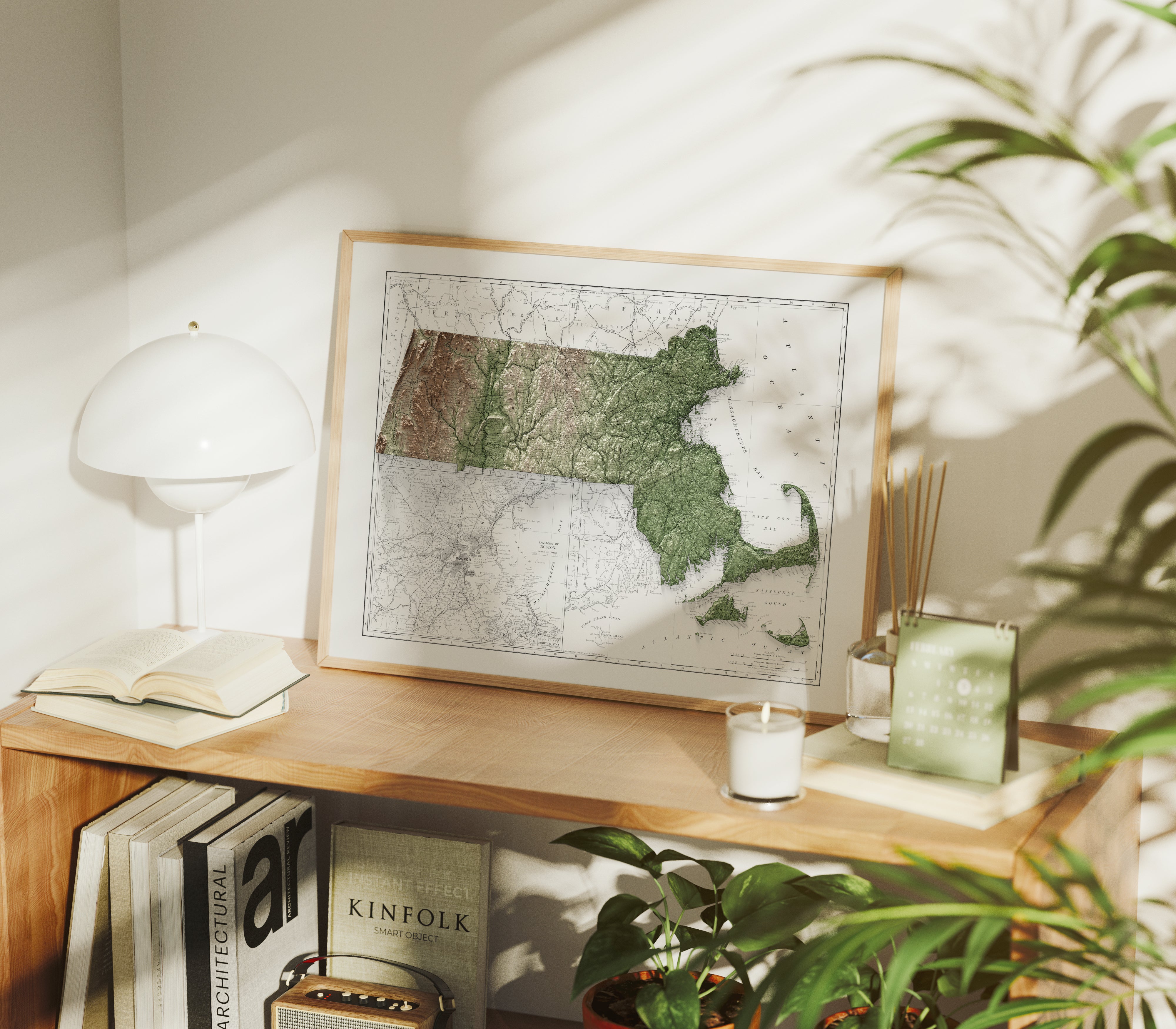 Massachusetts Vintage Map Print – 1890 Relief Edition