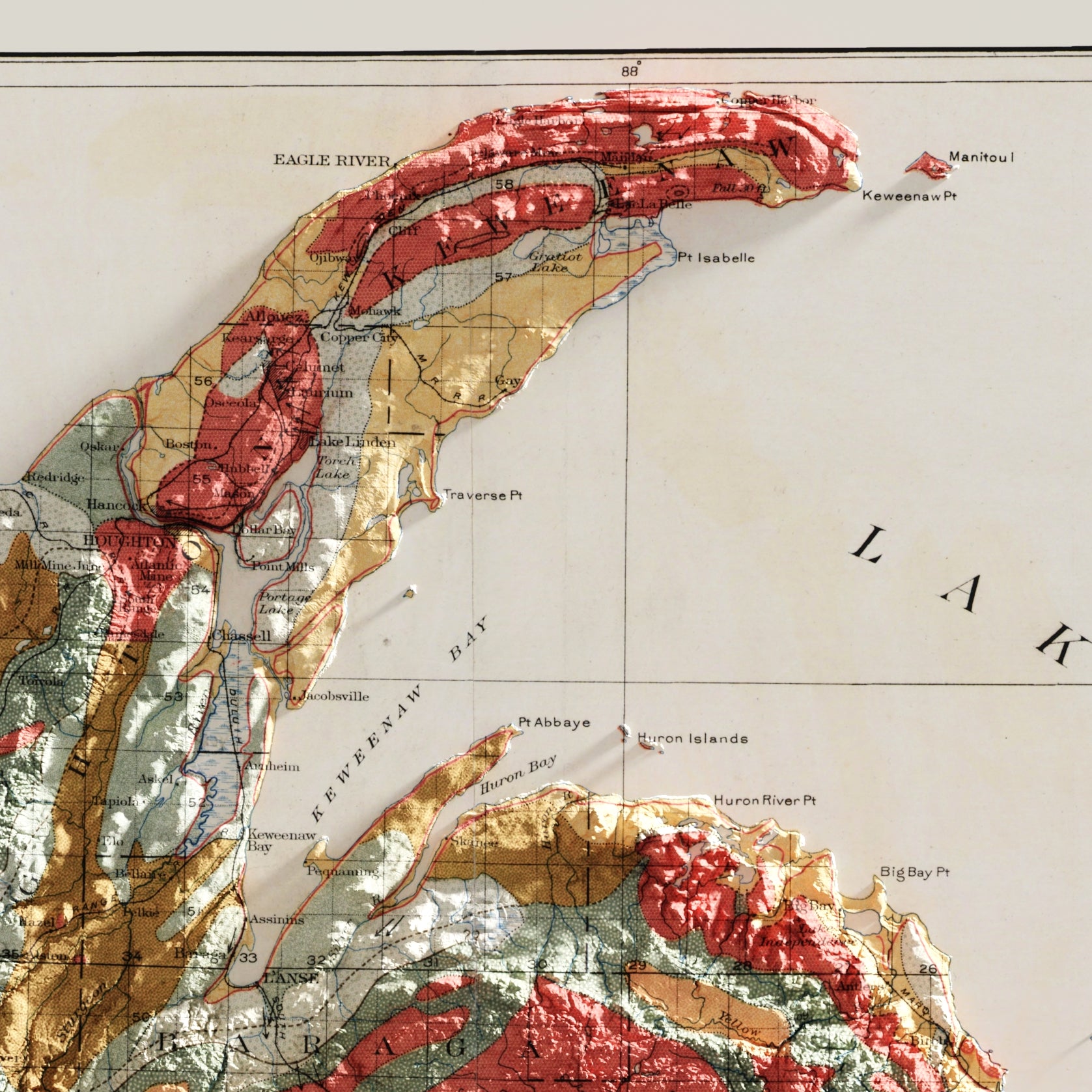 Michigan Upper Peninsula Geological Map Print – 1911 Vintage Edition