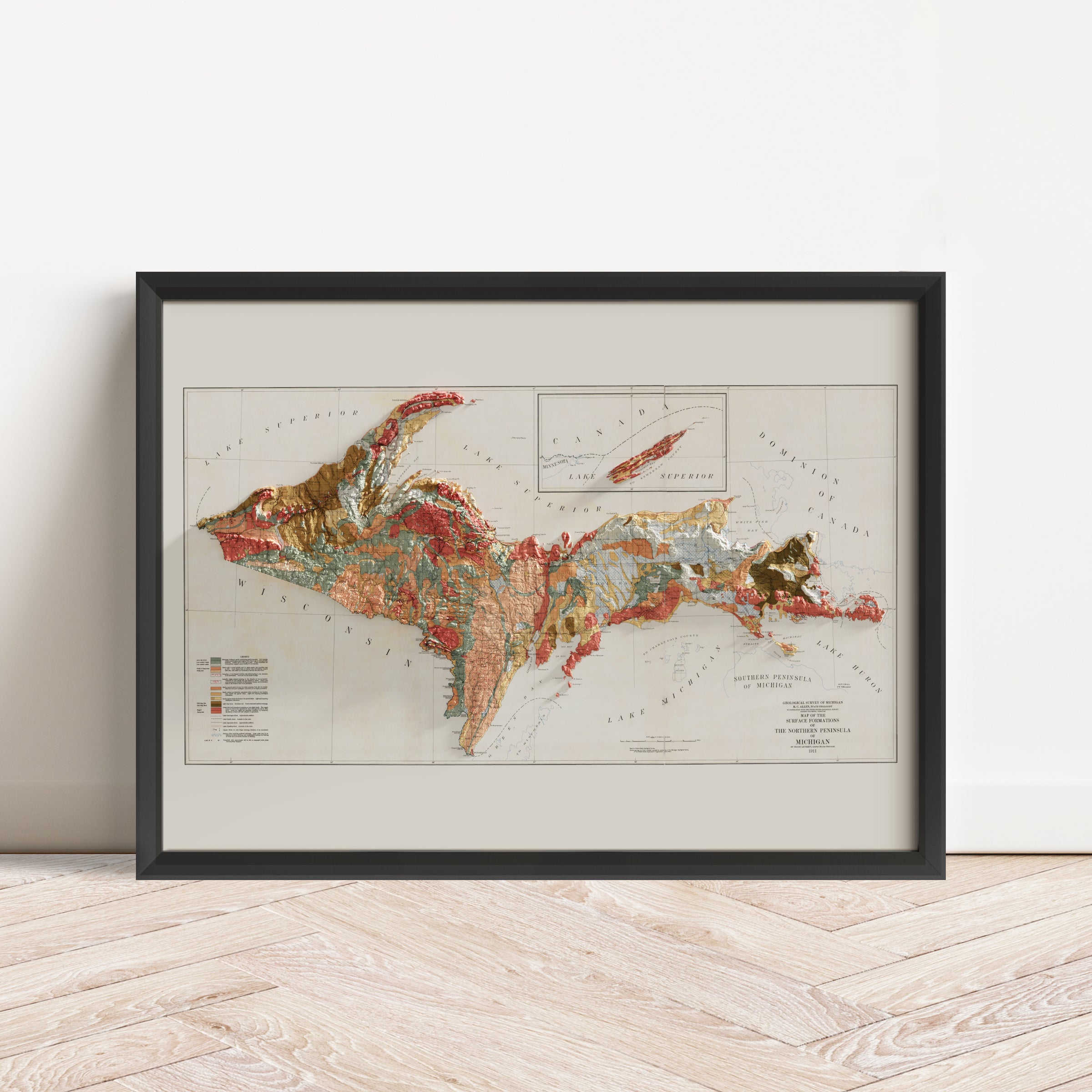 Michigan Upper Peninsula Geological Map Print – 1911 Vintage Edition