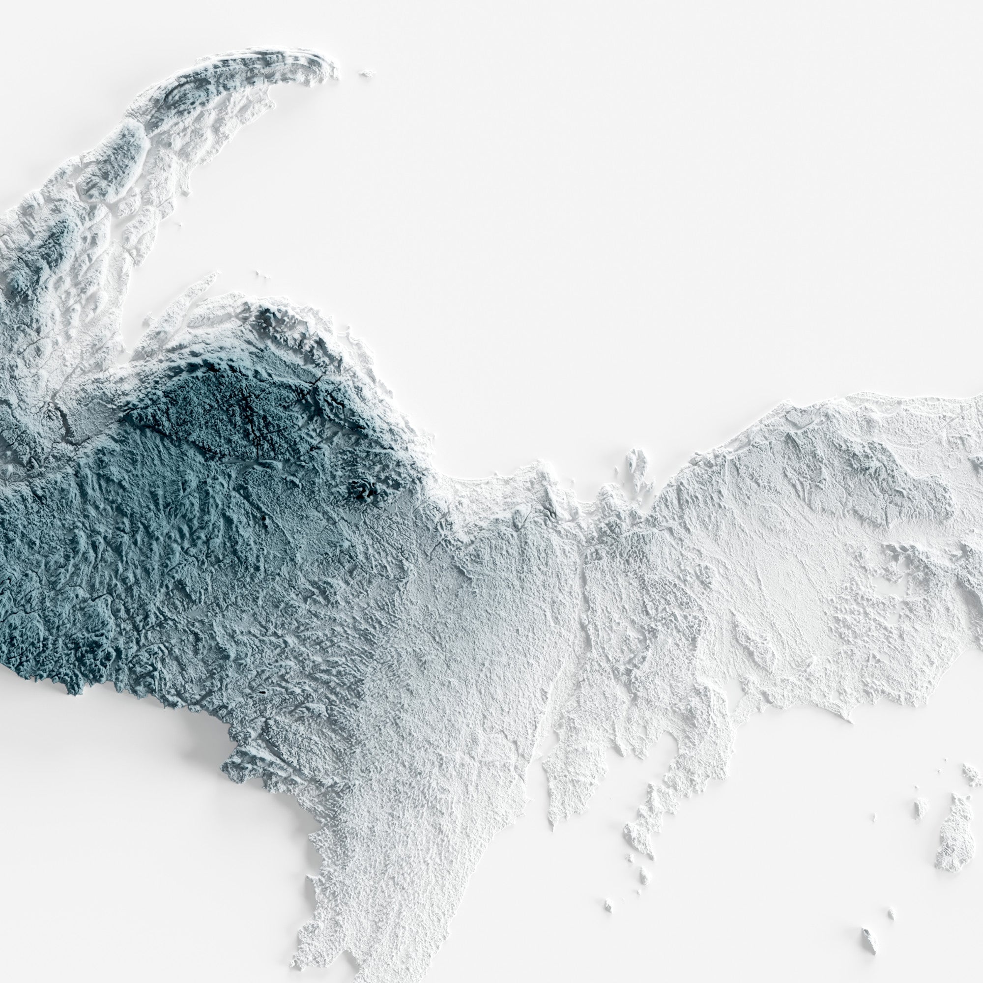 Close-up of minimalist topographic map poster of the US State of Michigan