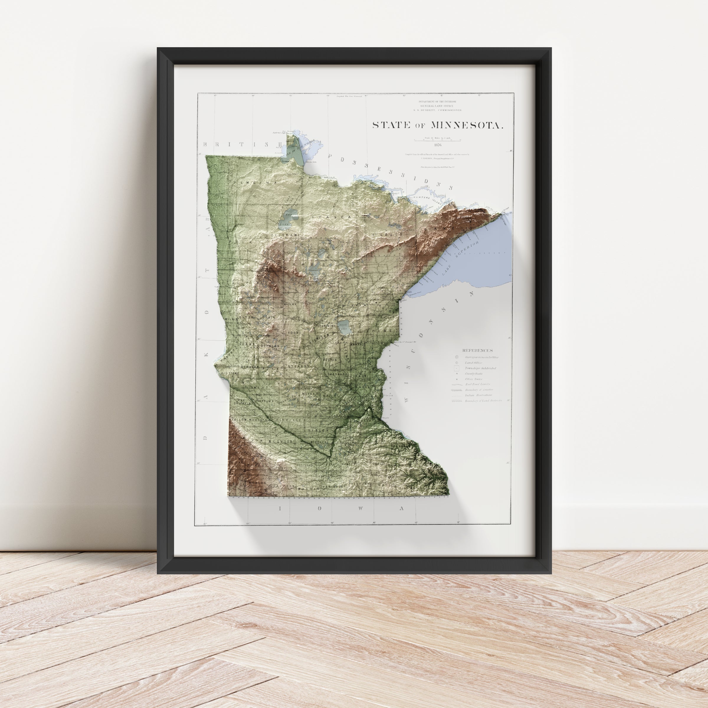 Minnesota Map Print – 1876 Vintage Edition