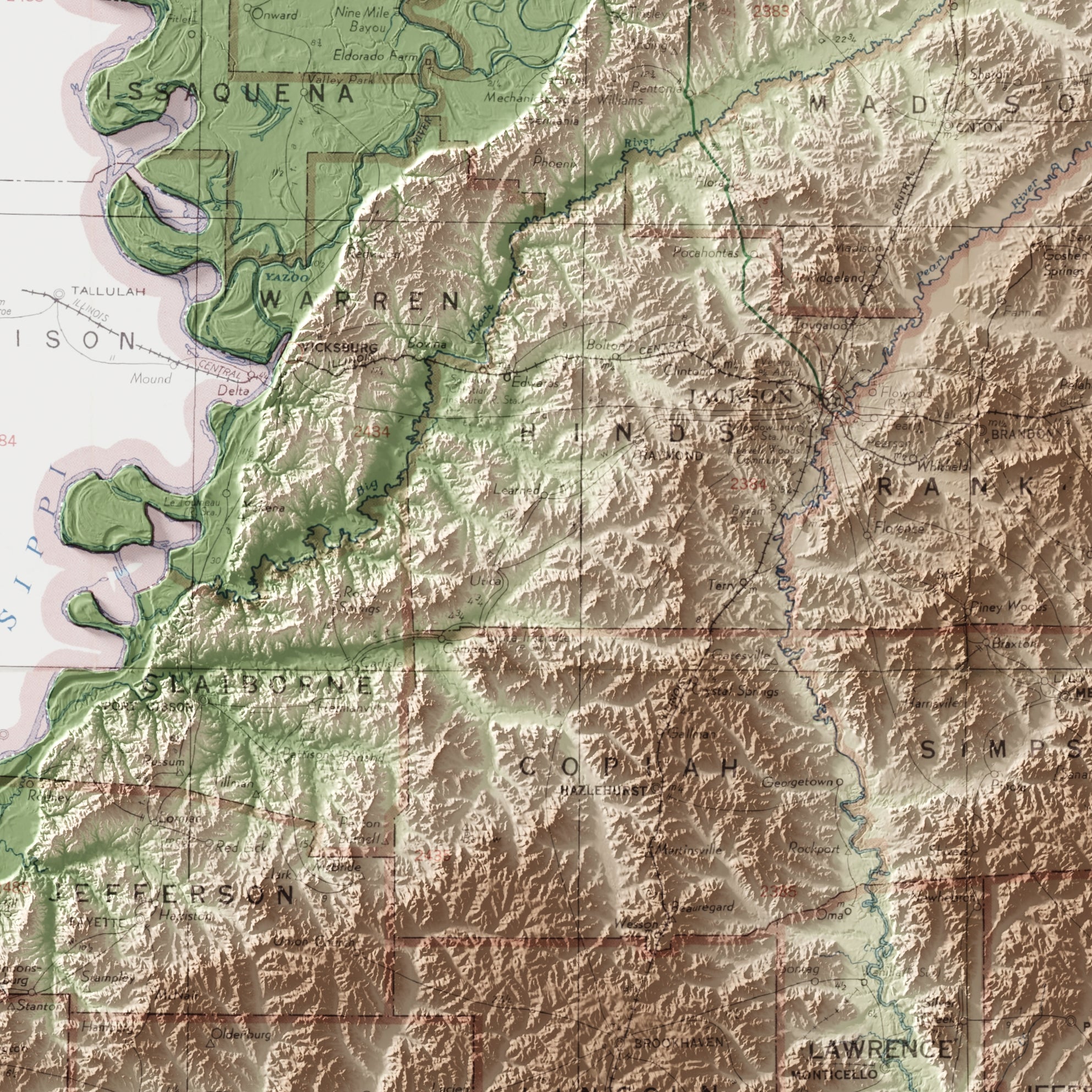 Mississippi Map Print – 1959 Vintage Edition