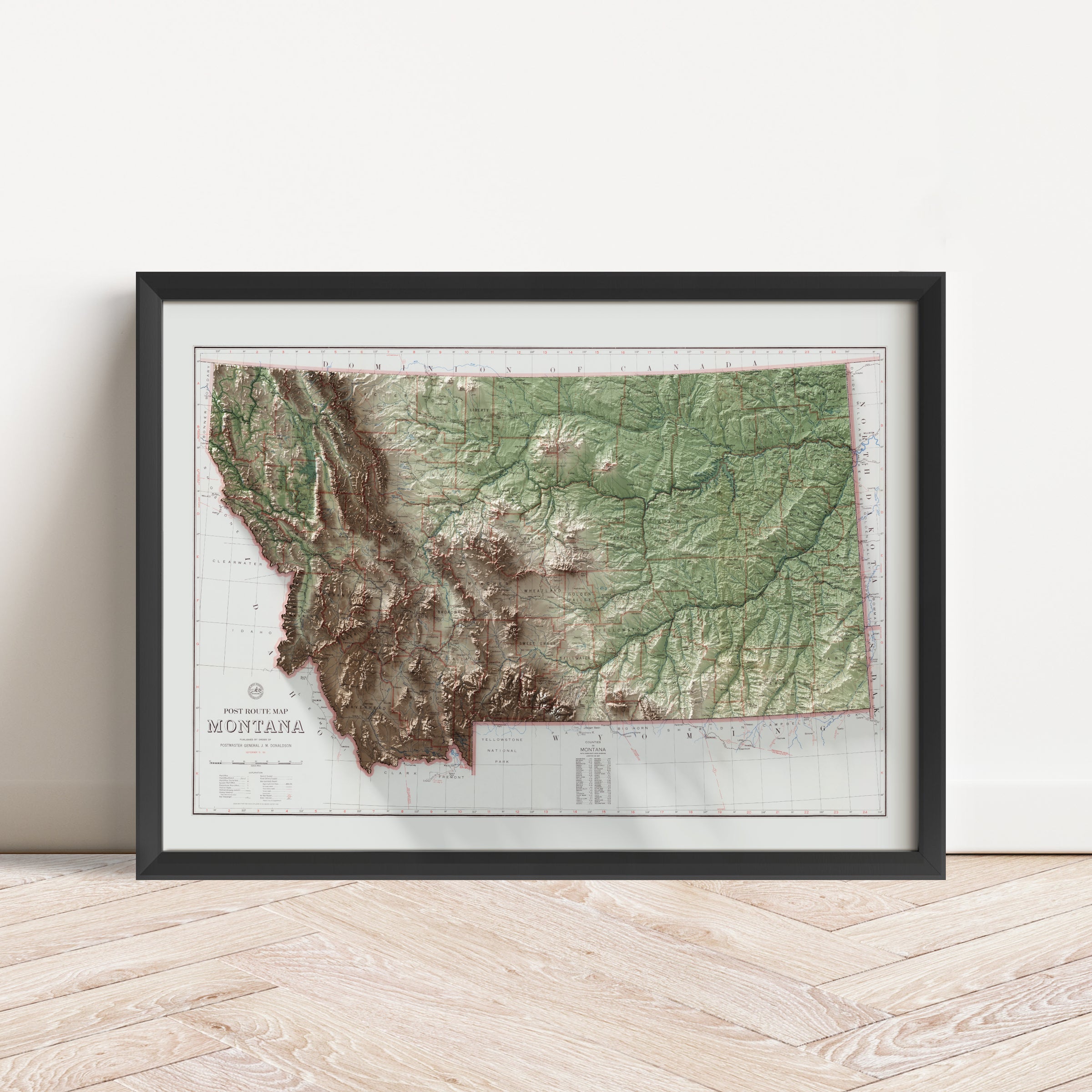 Montana Vintage Map Print – 1951 Relief Edition