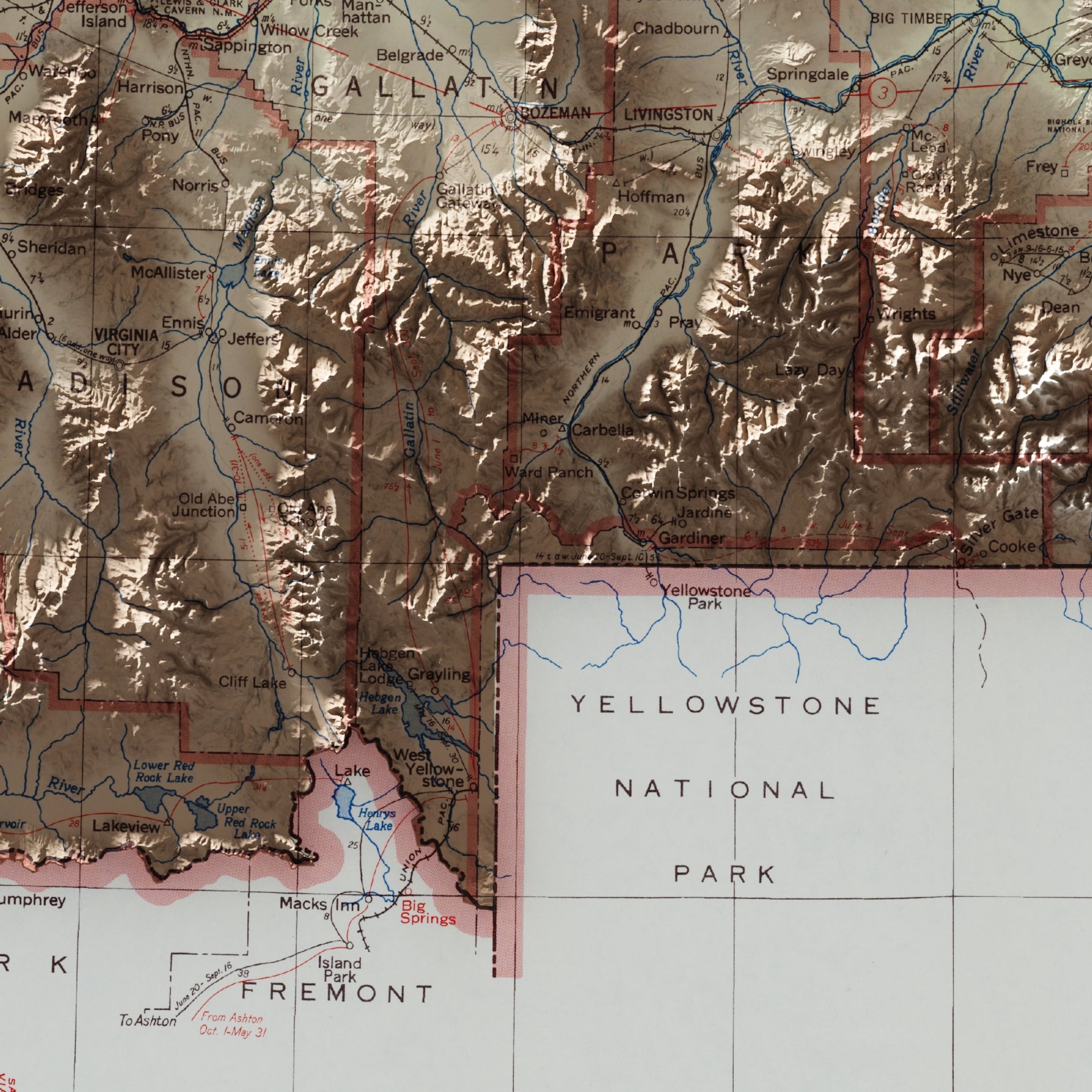 Montana Vintage Map Print – 1951 Relief Edition