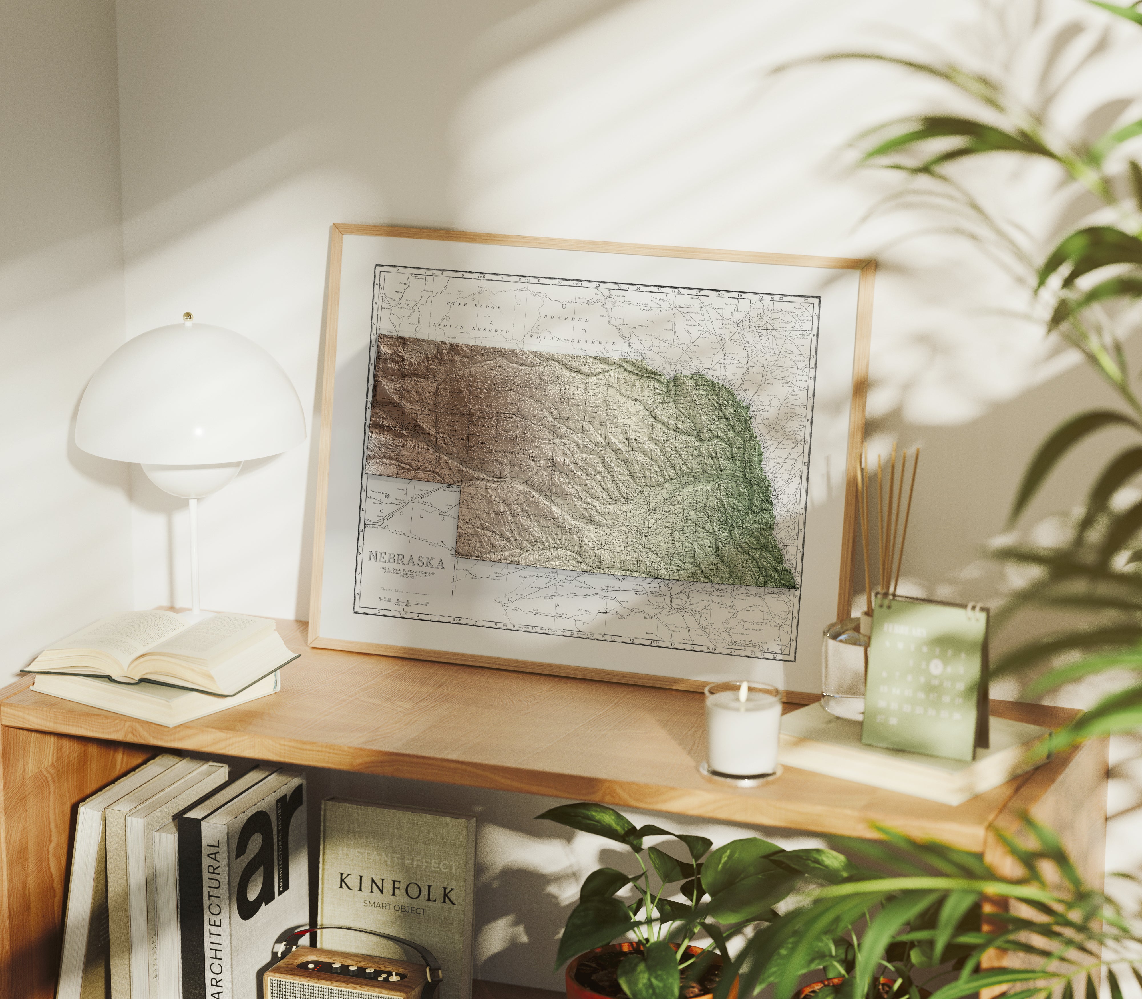 Nebraska Vintage Map Print – 1925 Relief Edition