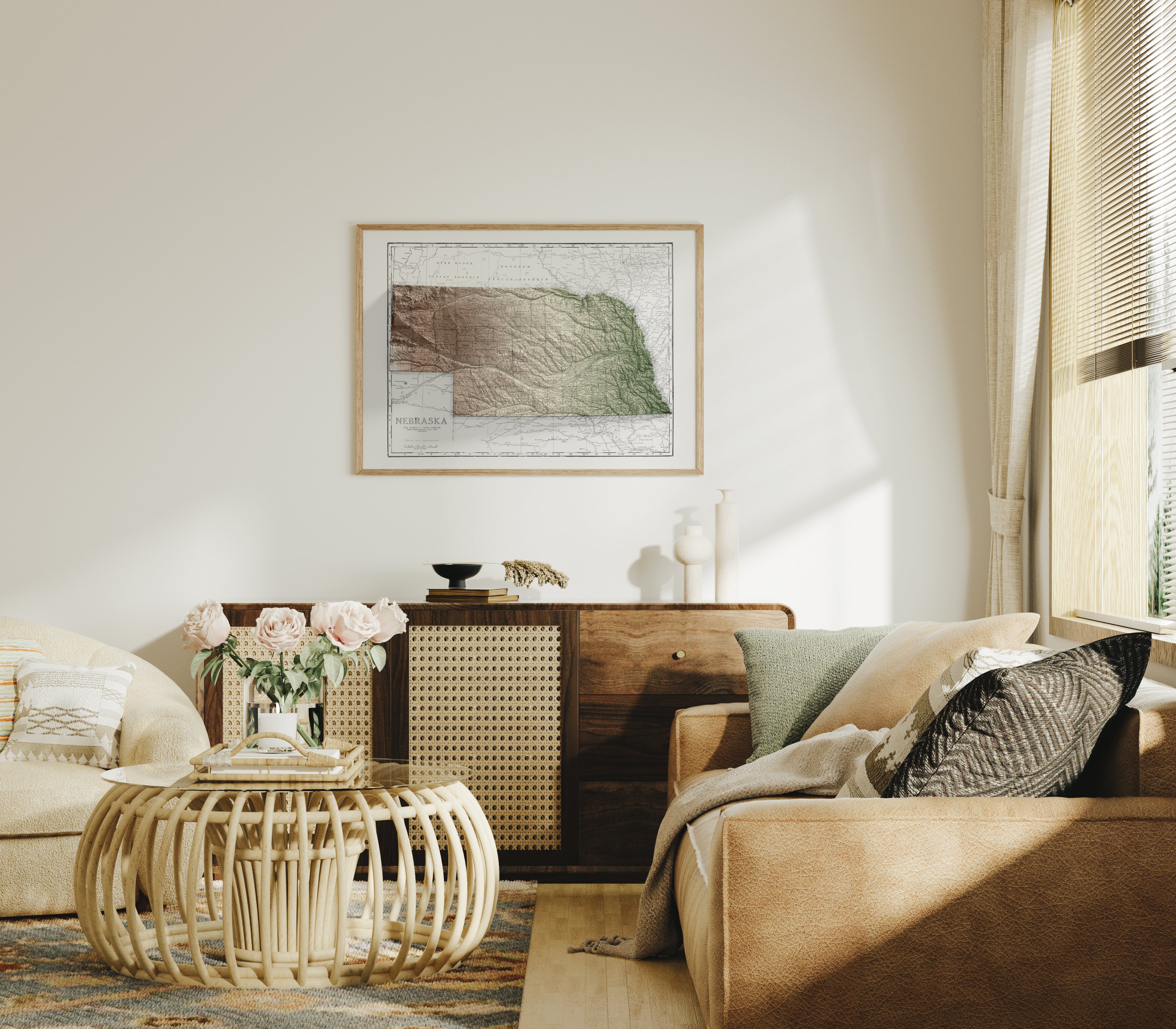Nebraska Vintage Map Print – 1925 Relief Edition