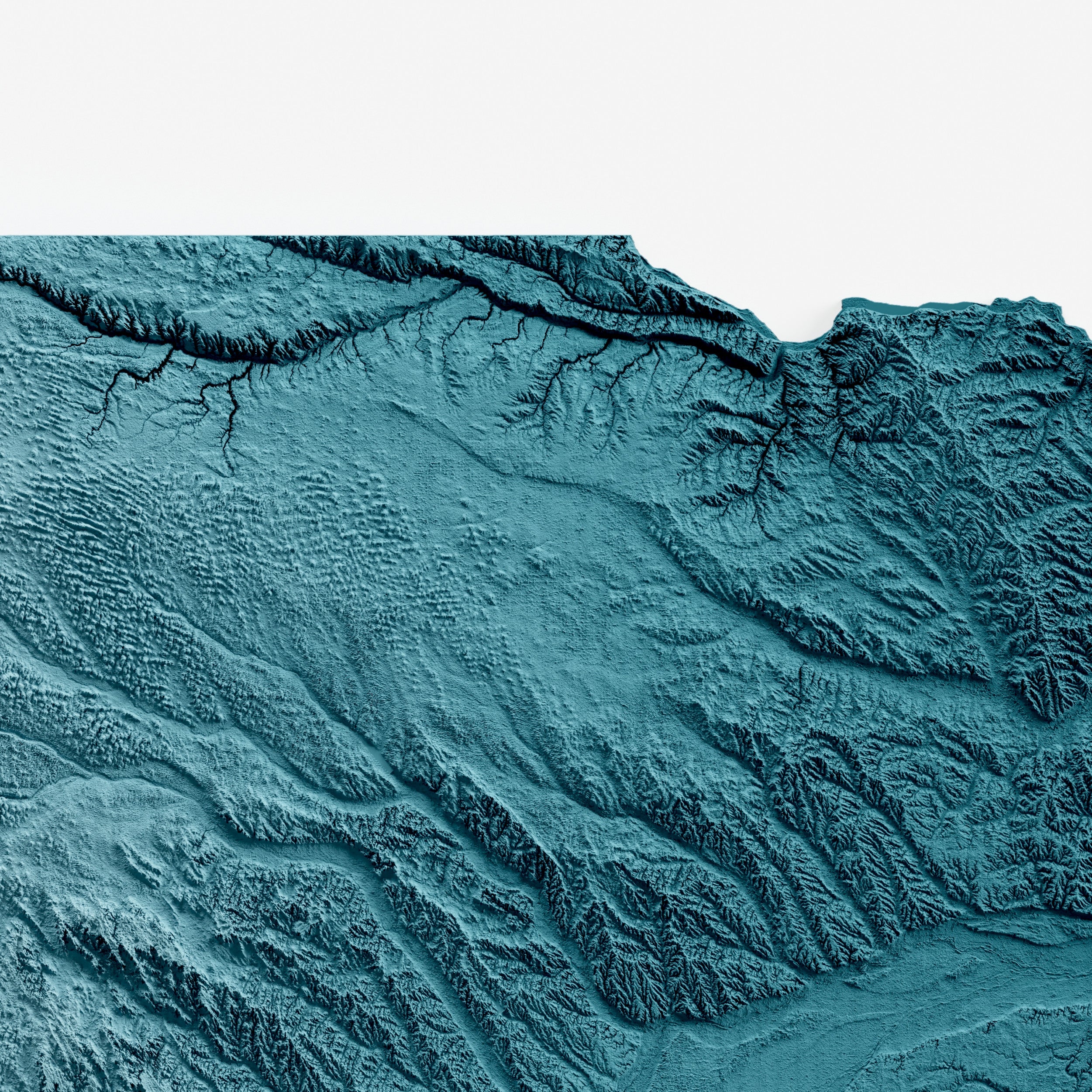 Close-up of minimalist topographic map poster of the US State of Nebraska
