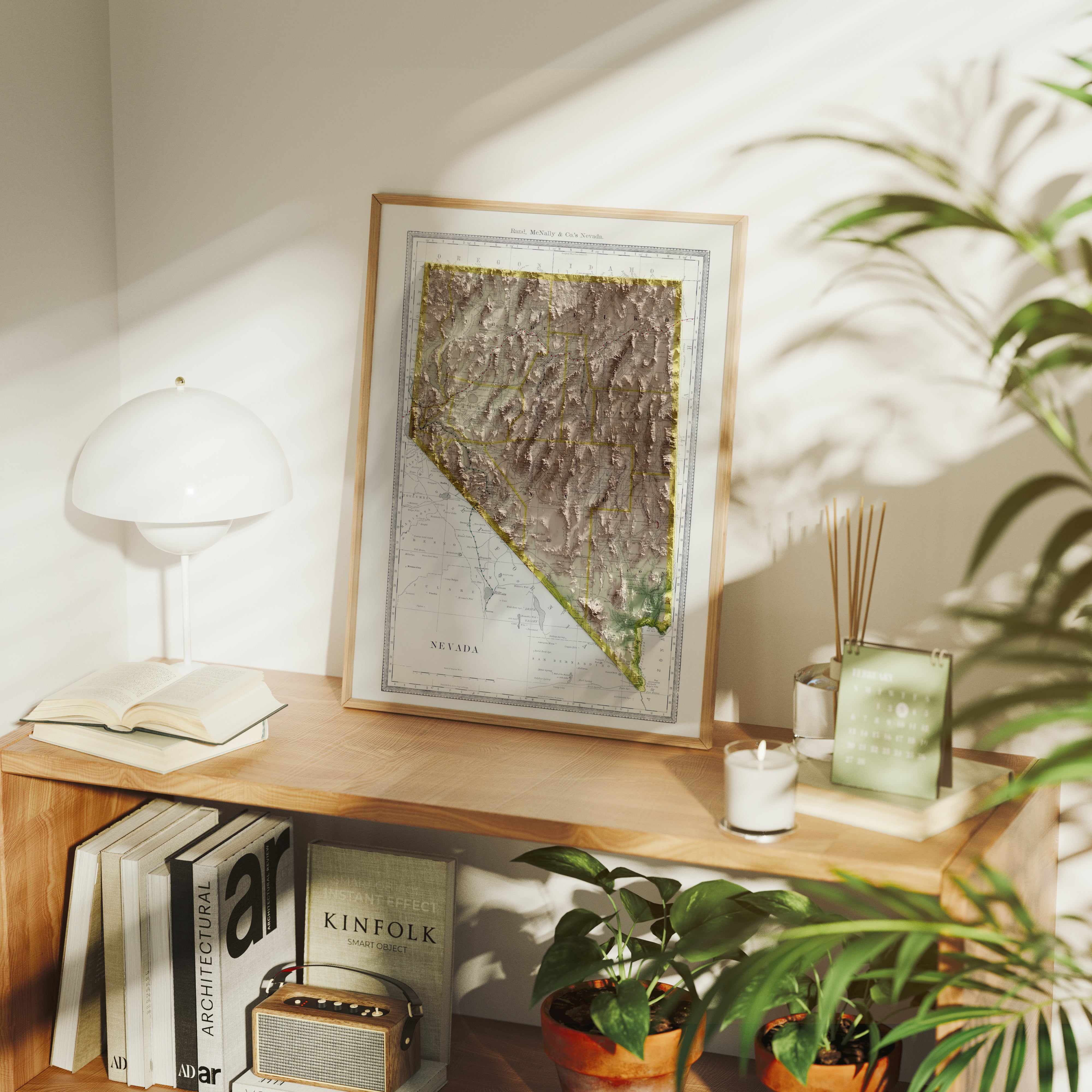 Nevada Vintage Map Print – 1889 Relief Edition