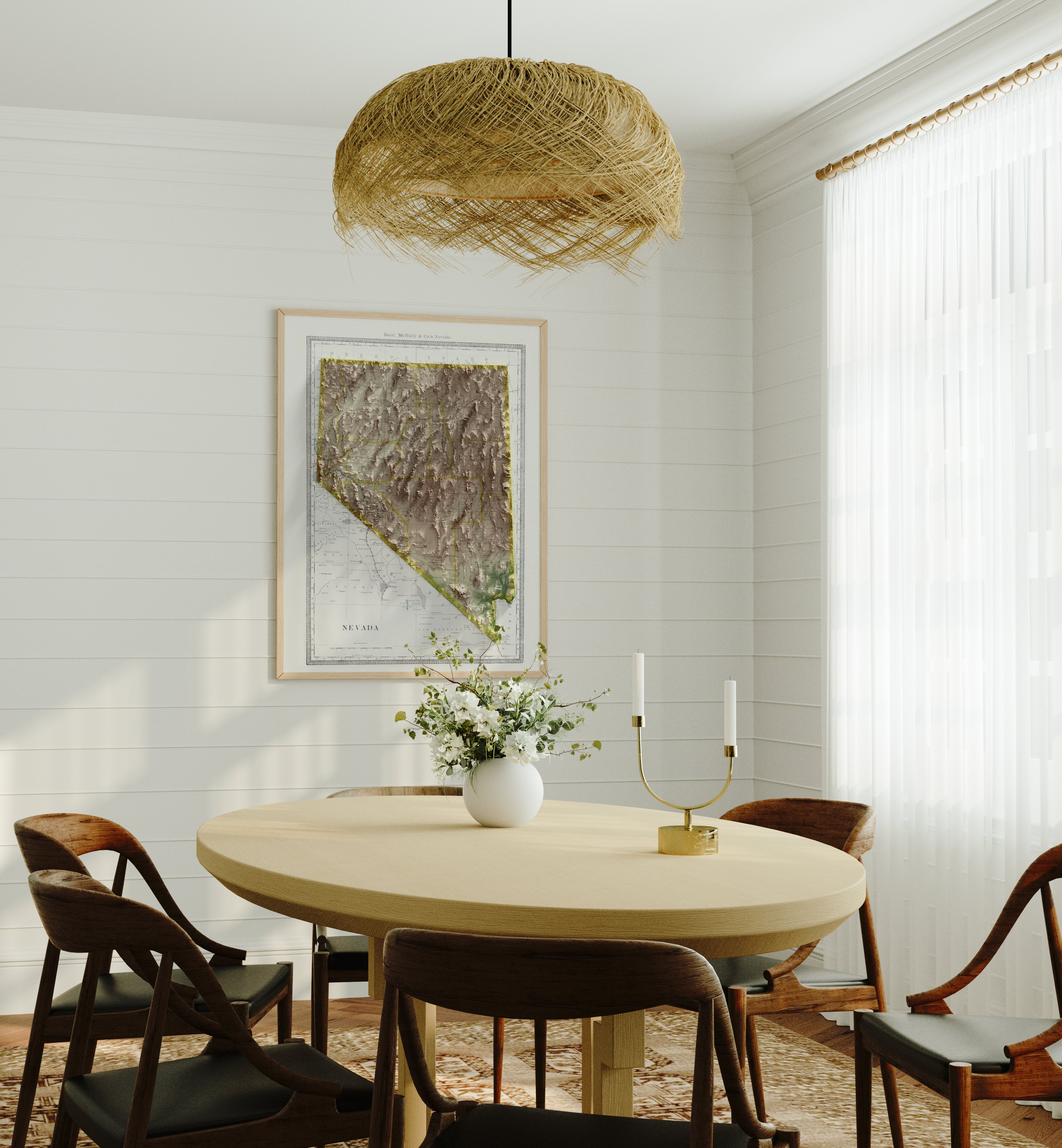 Nevada Vintage Map Print – 1889 Relief Edition