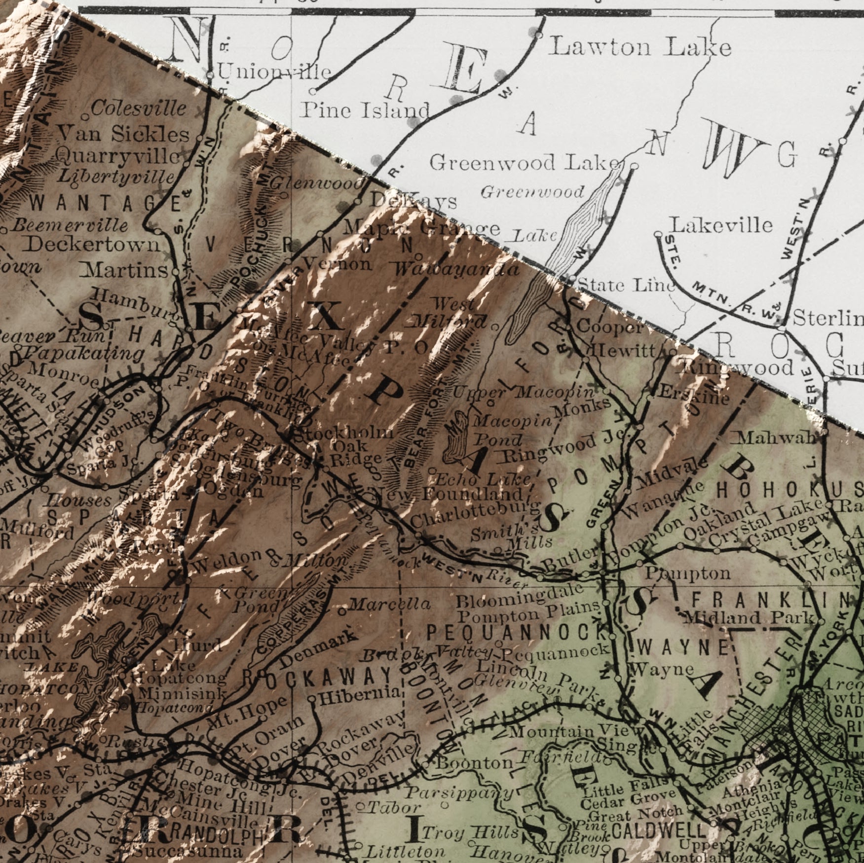 New Jersey Vintage Map Print – 1889 Relief Edition