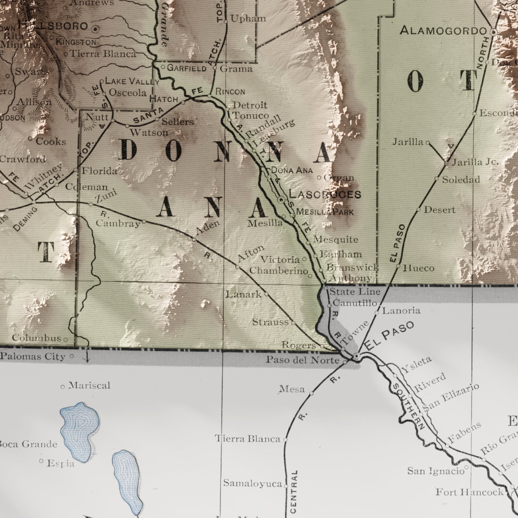 New Mexico Vintage Map Print – 1901 Relief Edition