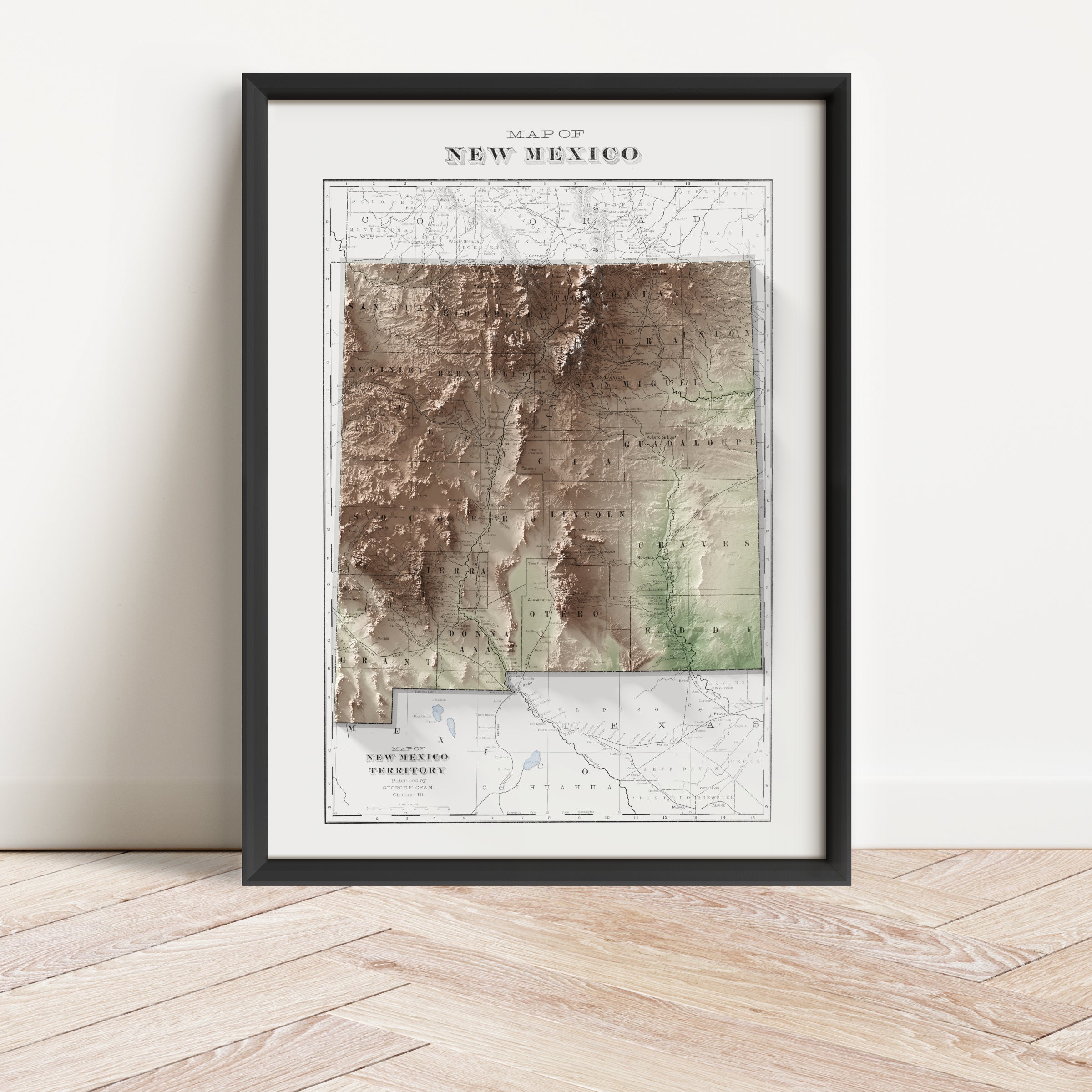 New Mexico Vintage Map Print – 1901 Relief Edition