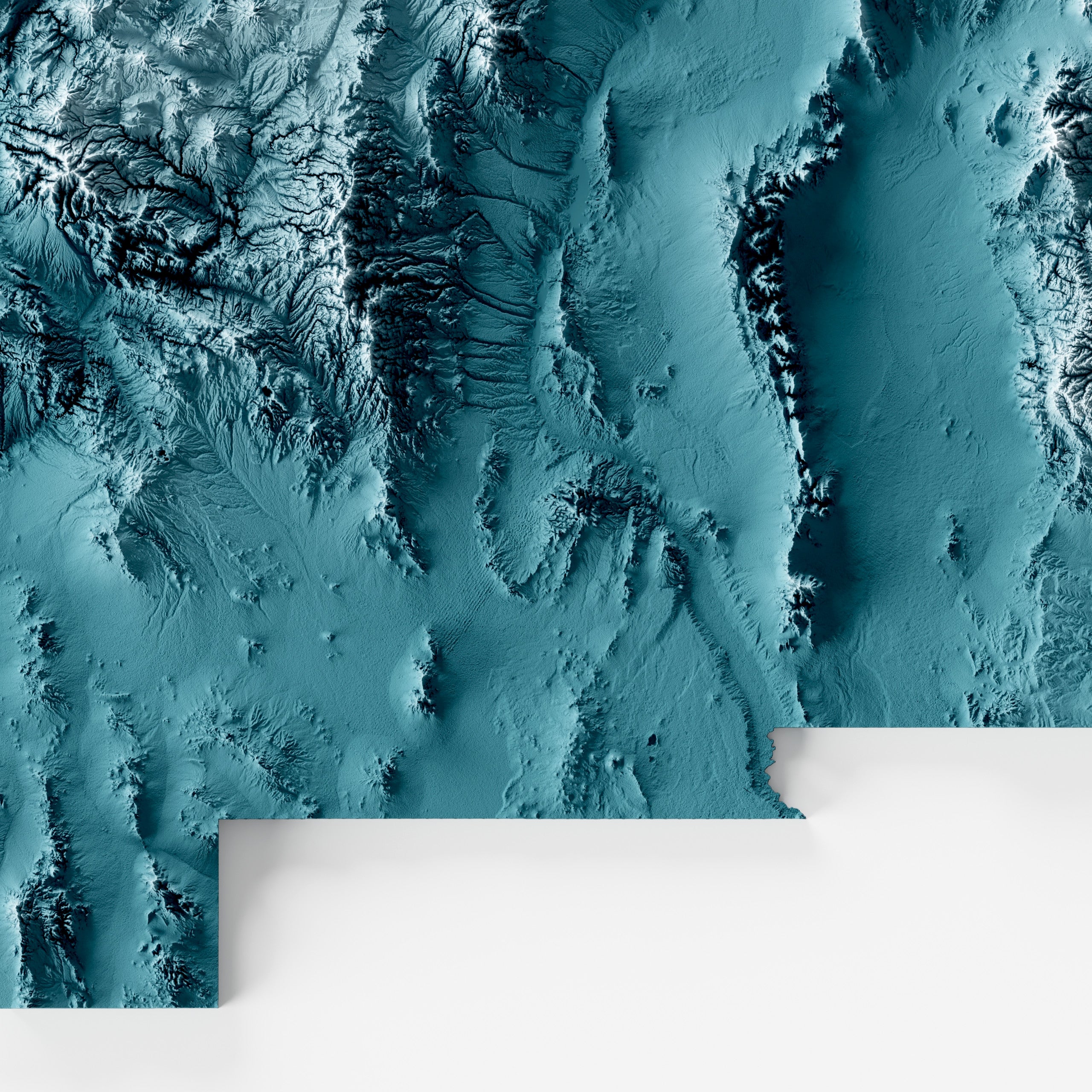 Close-up of minimalist topographic map poster of the US State of New Mexico