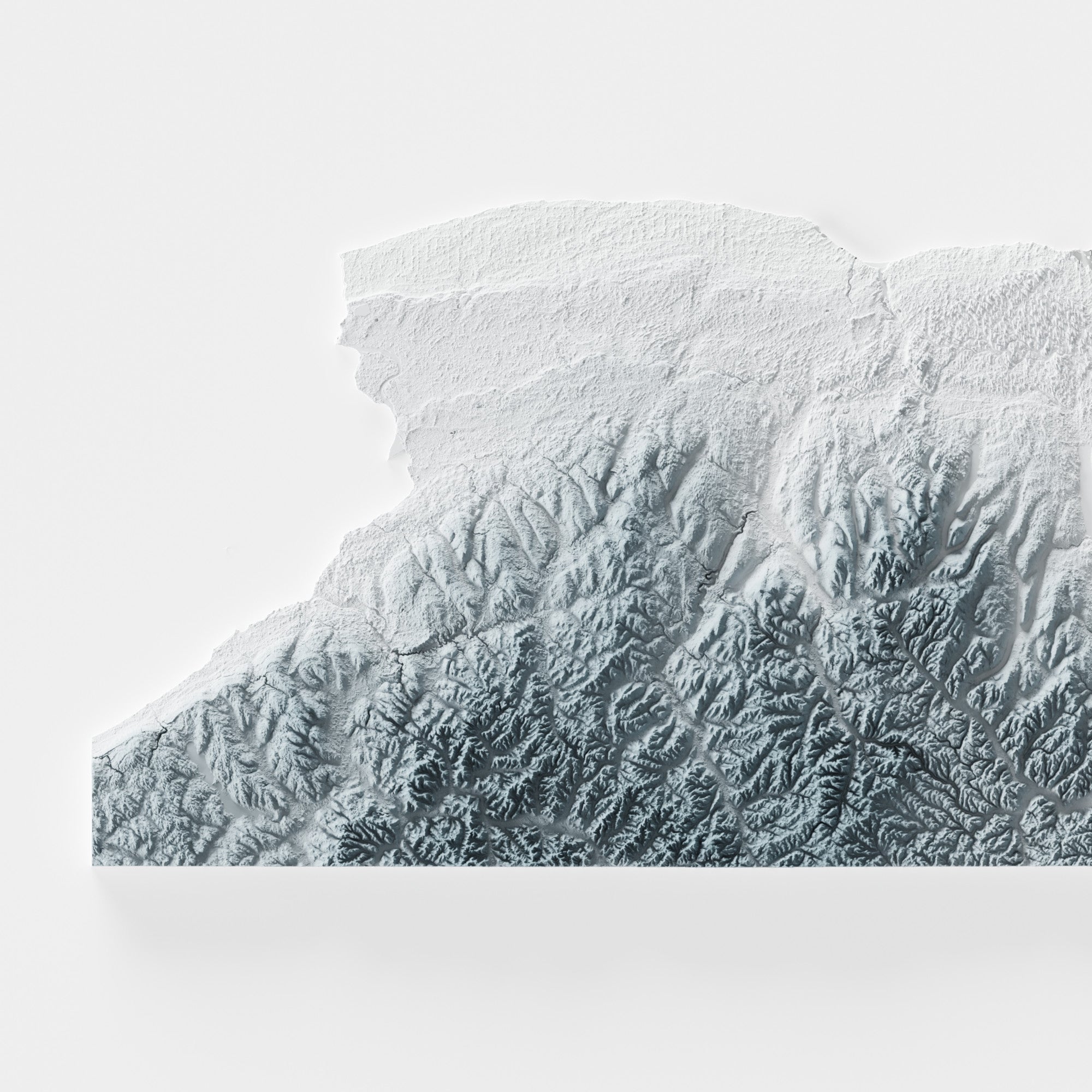 Close-up of minimalist topographic map poster of the US State of New York