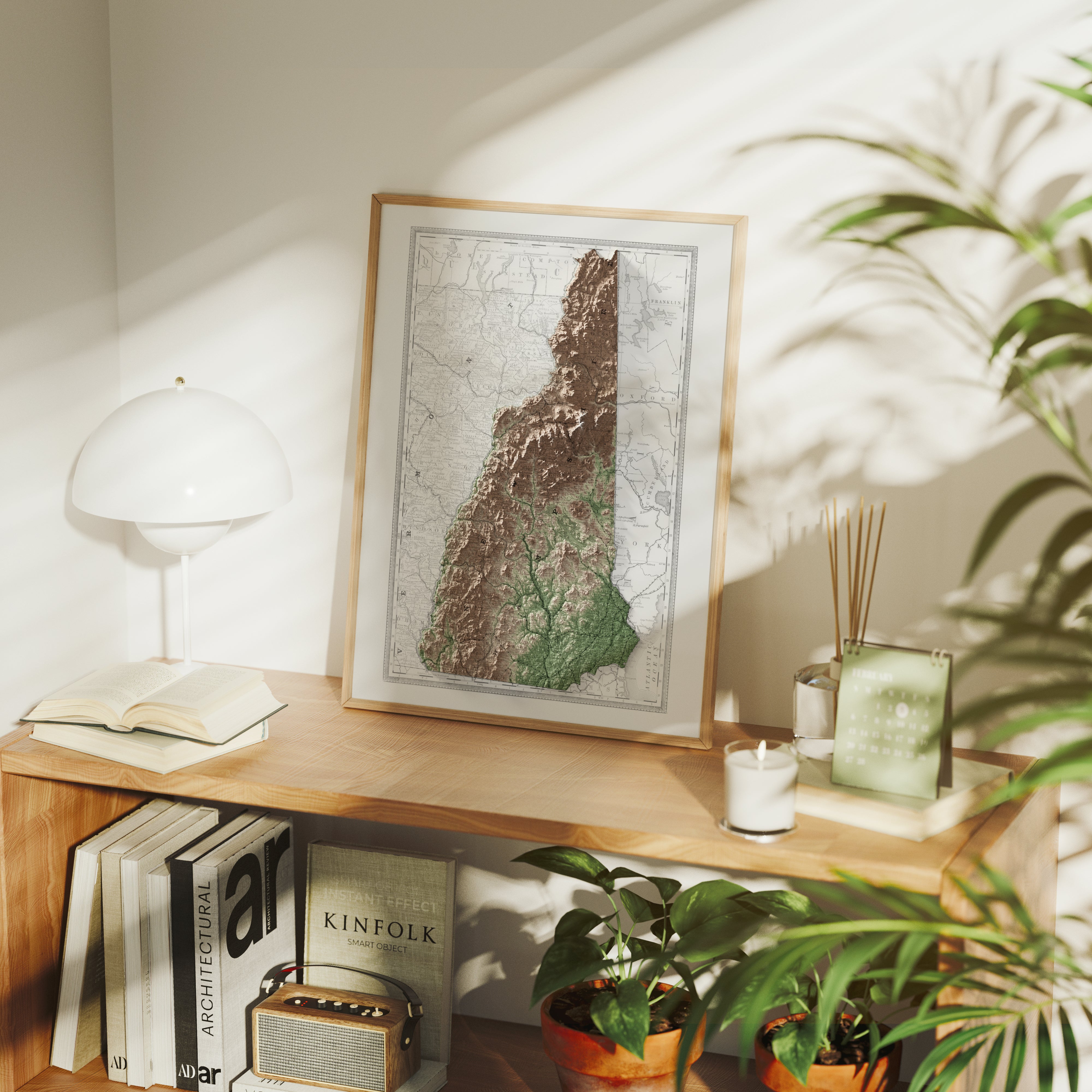 New Hampshire Vintage Map Print – 1888 Relief Edition