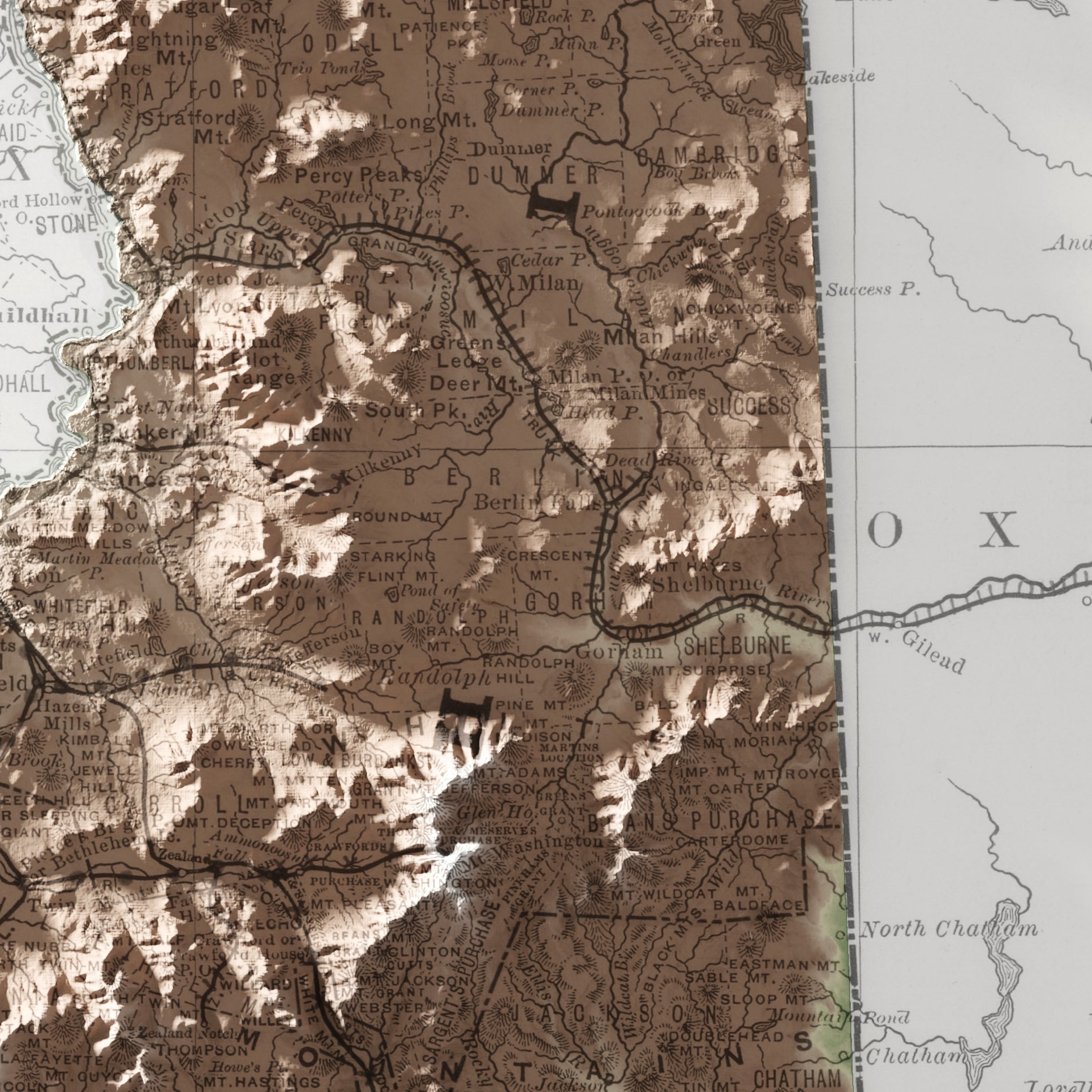 New Hampshire Vintage Map Print – 1888 Relief Edition