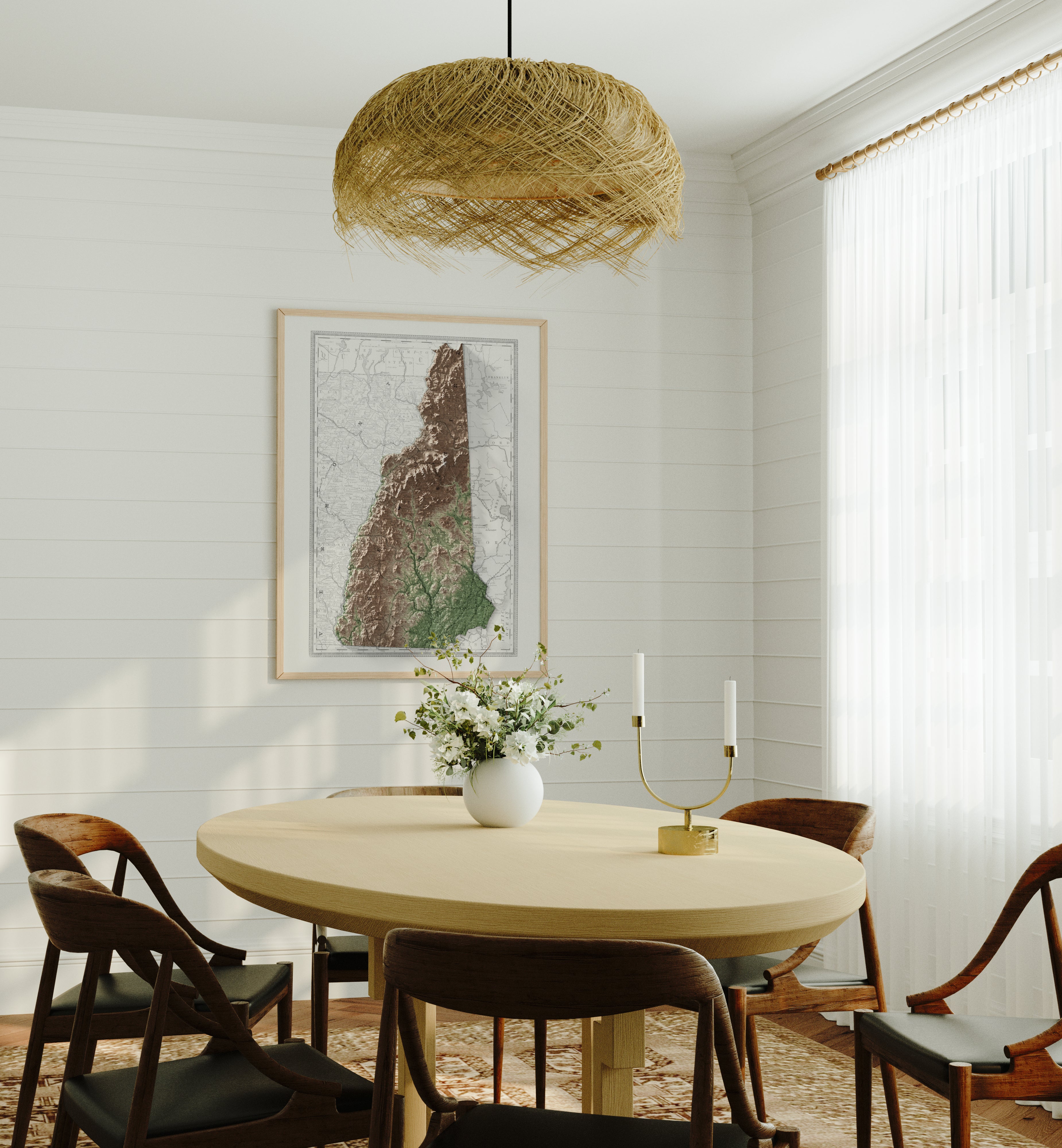 New Hampshire Vintage Map Print – 1888 Relief Edition