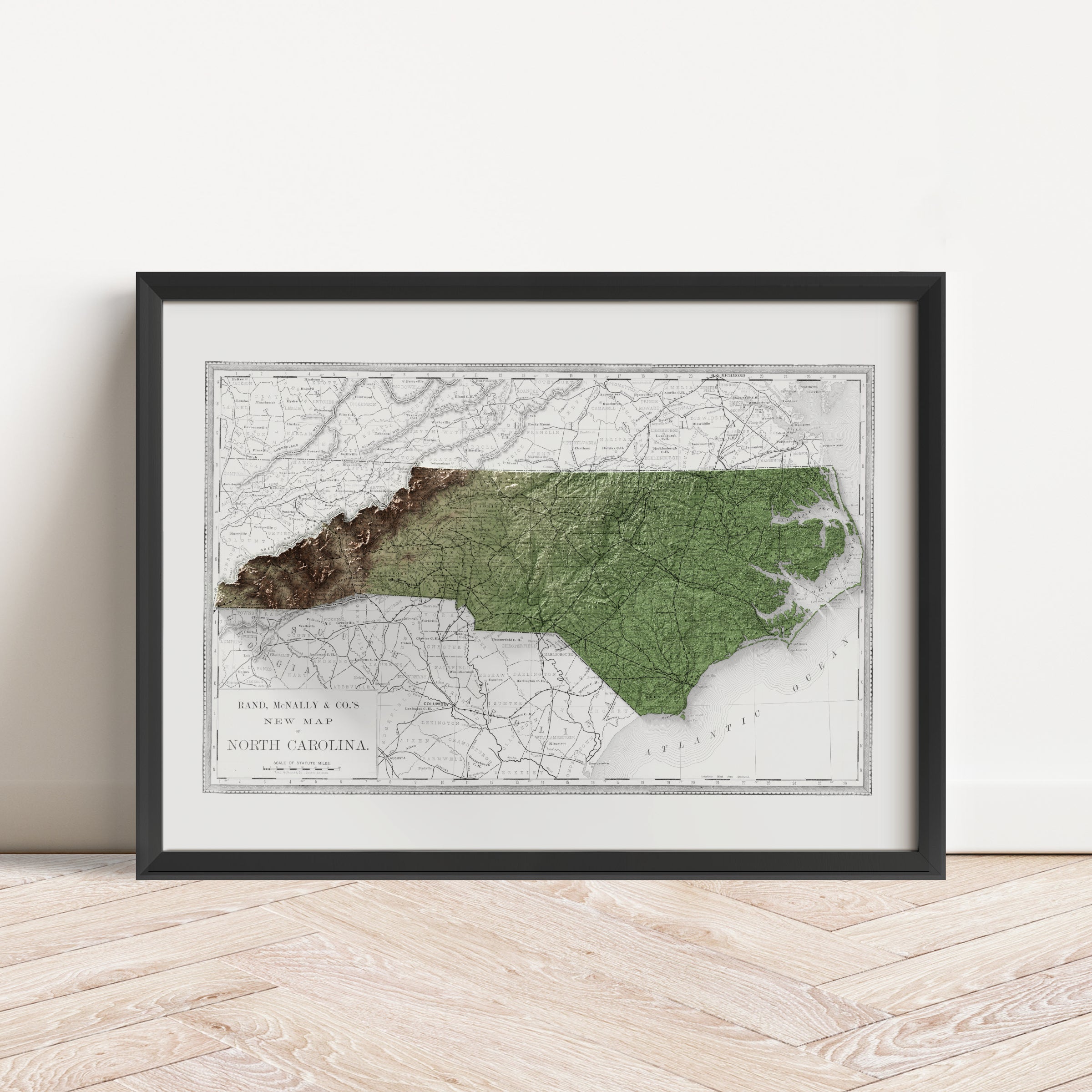North Carolina Vintage Map Print – 1889 Relief Edition