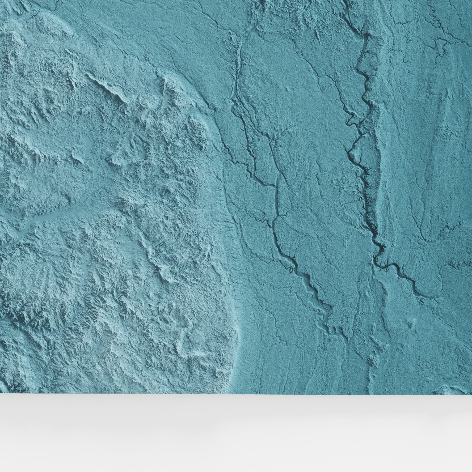 Close-up of minimalist topographic map poster of the US State of North Dakota