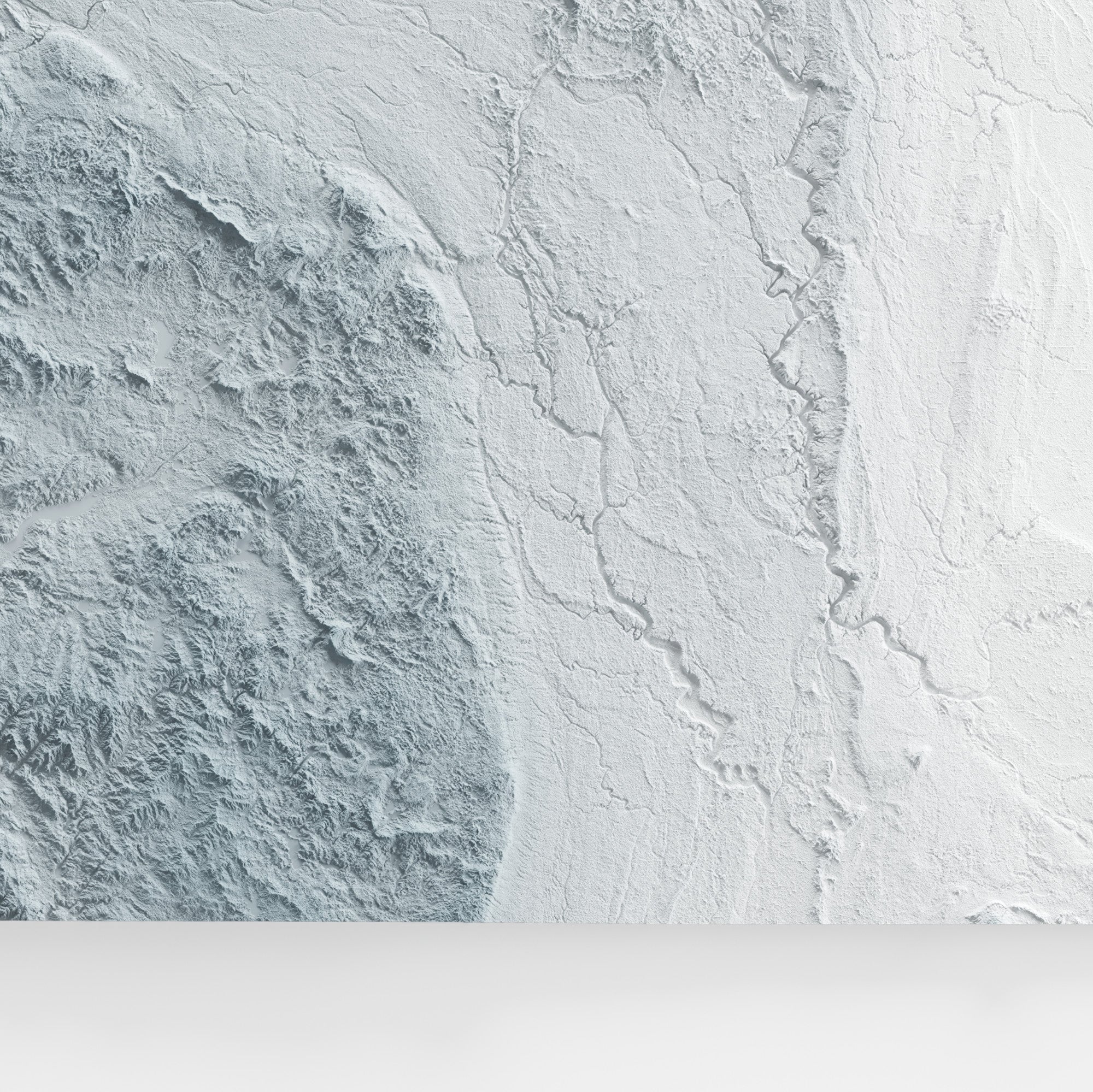 Close-up of minimalist topographic map poster of the US State of North Dakota