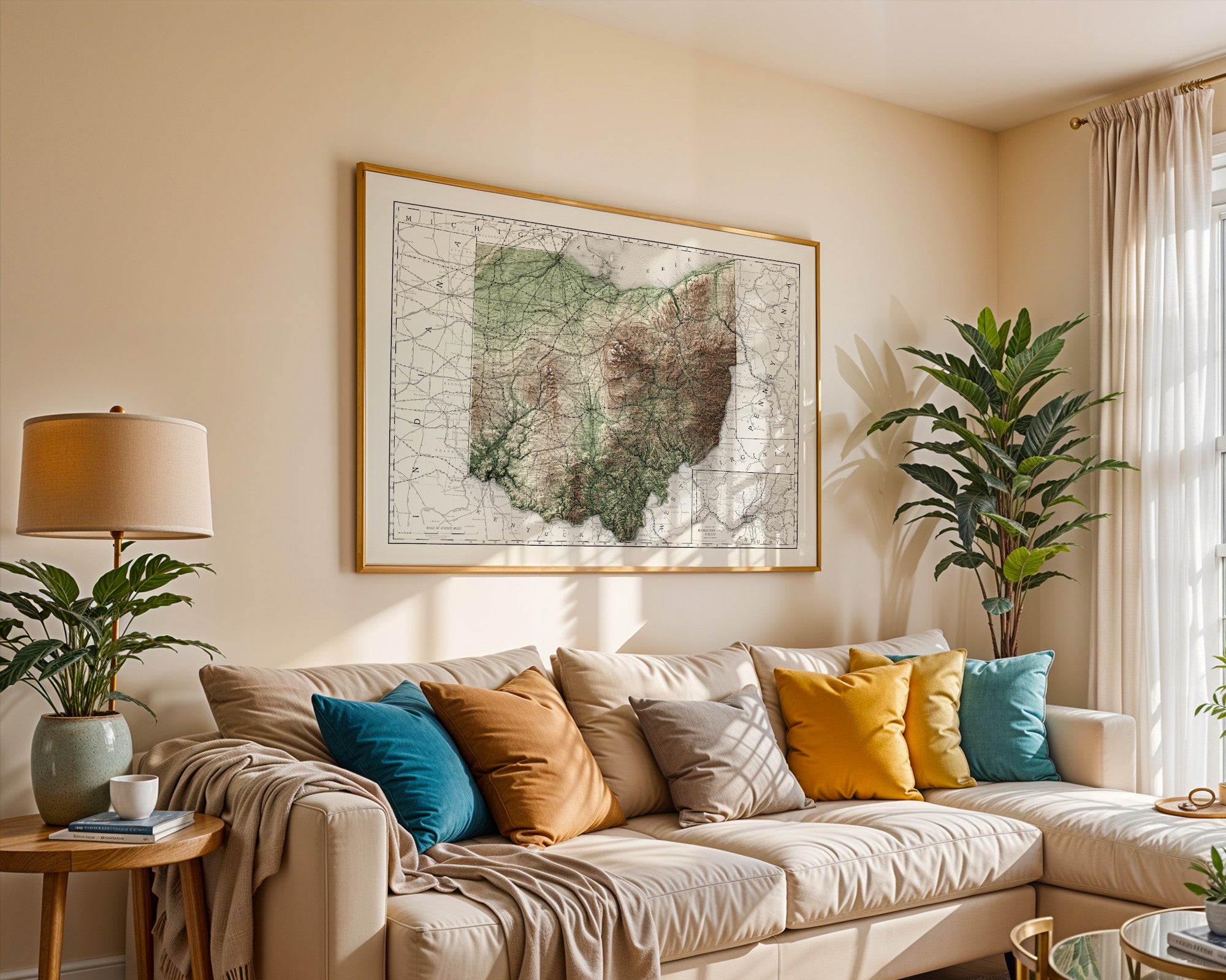 Ohio Vintage Map Print – 1889 Relief Edition